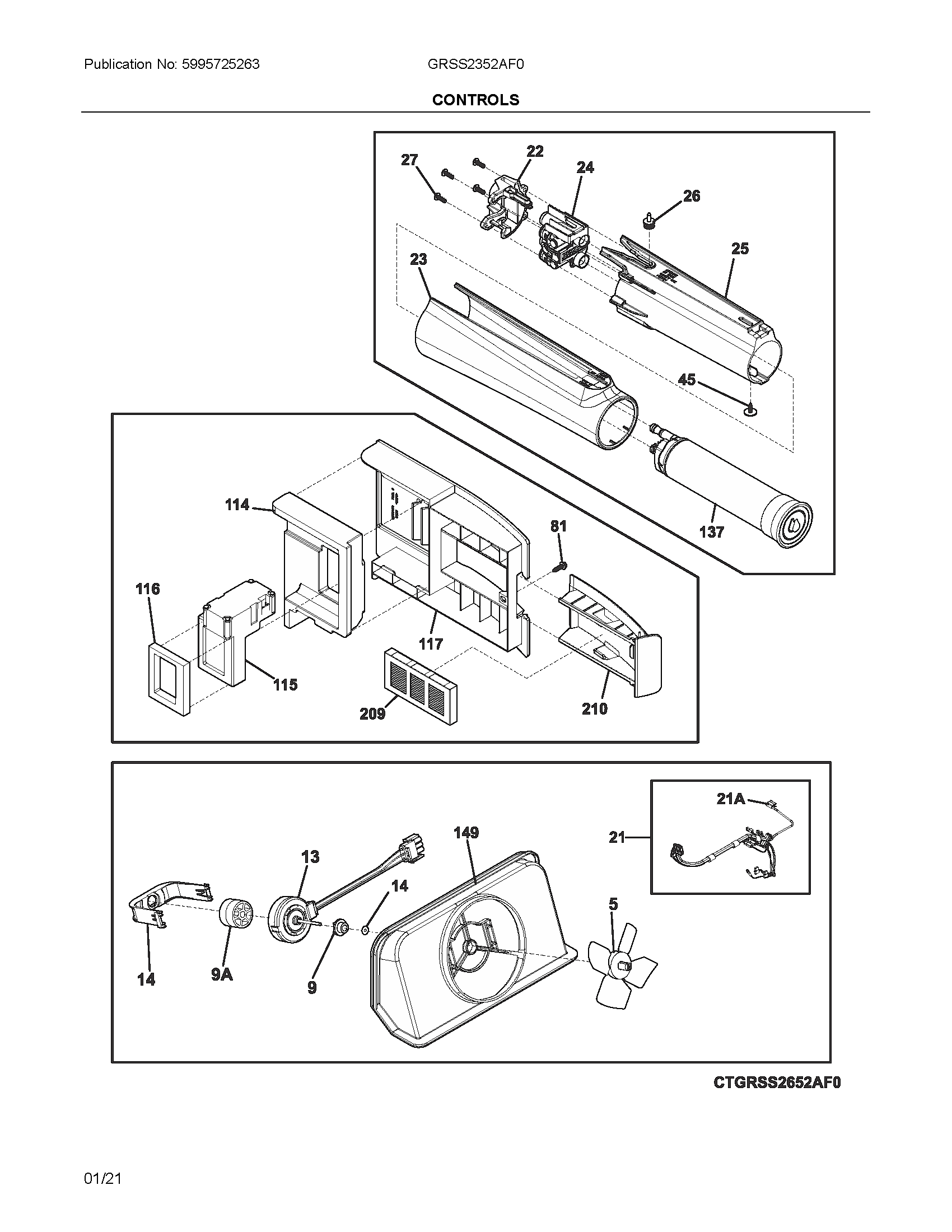 Frigidaire GRSS2352AF0 controls diagram