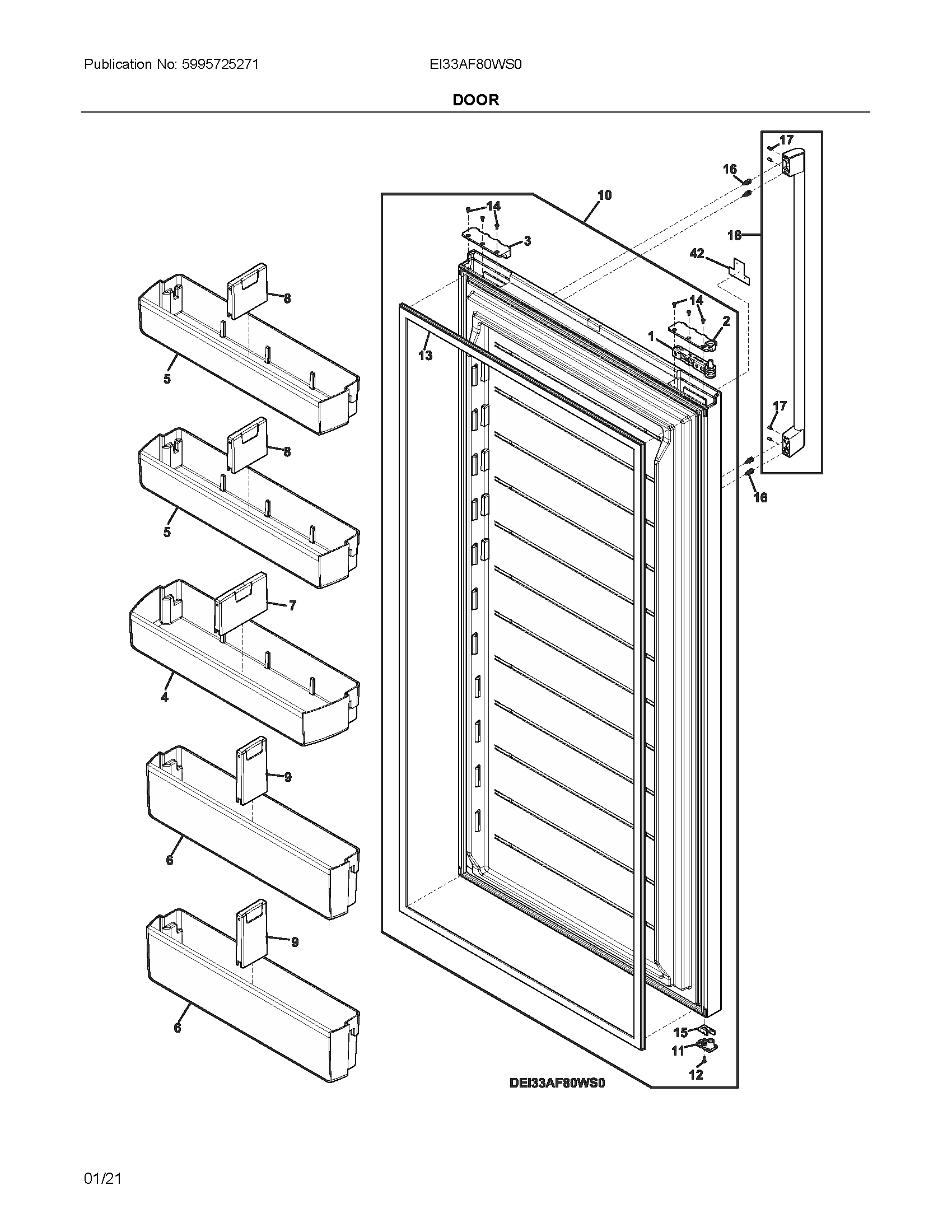 Electrolux EI33AF80WS0 door diagram