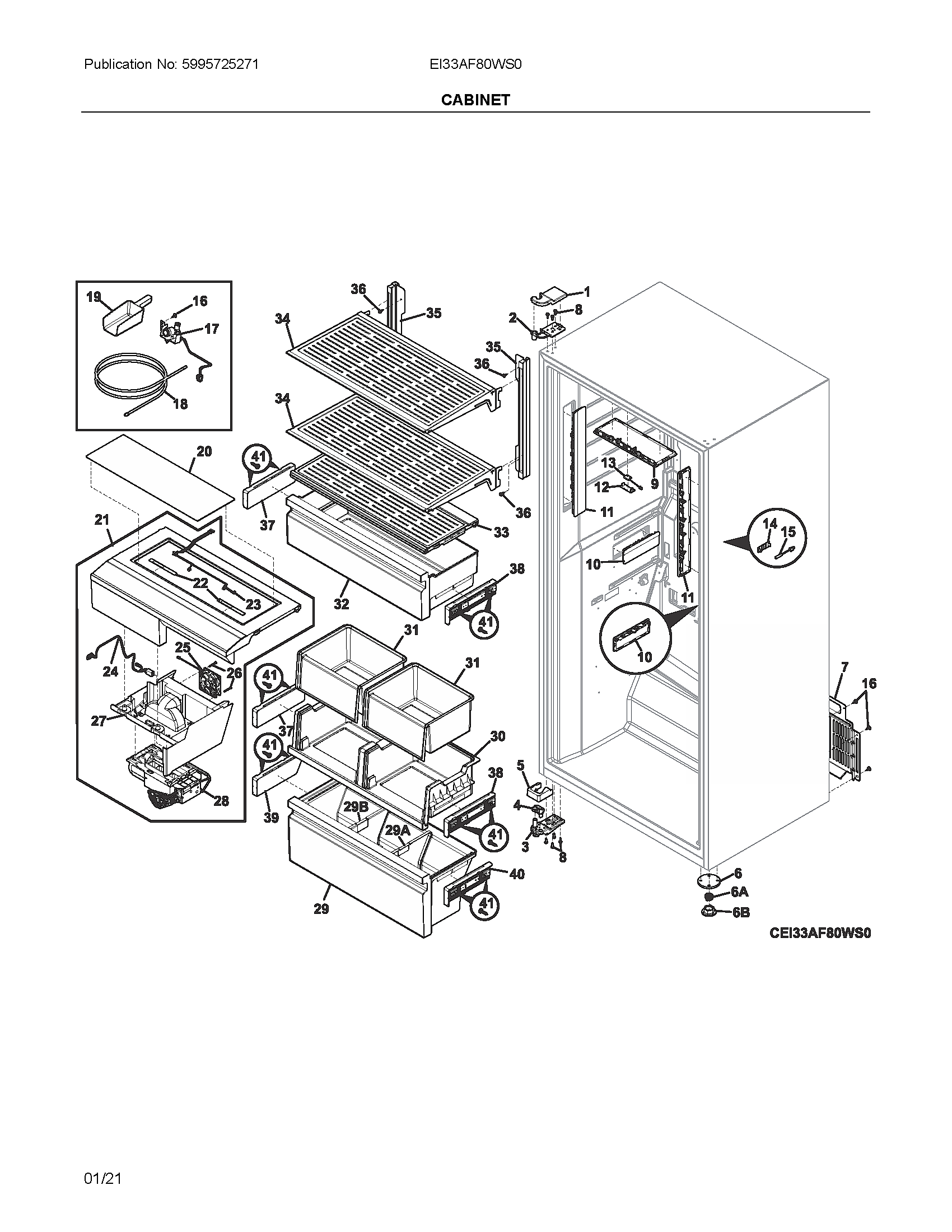 Electrolux EI33AF80WS0 cabinet diagram