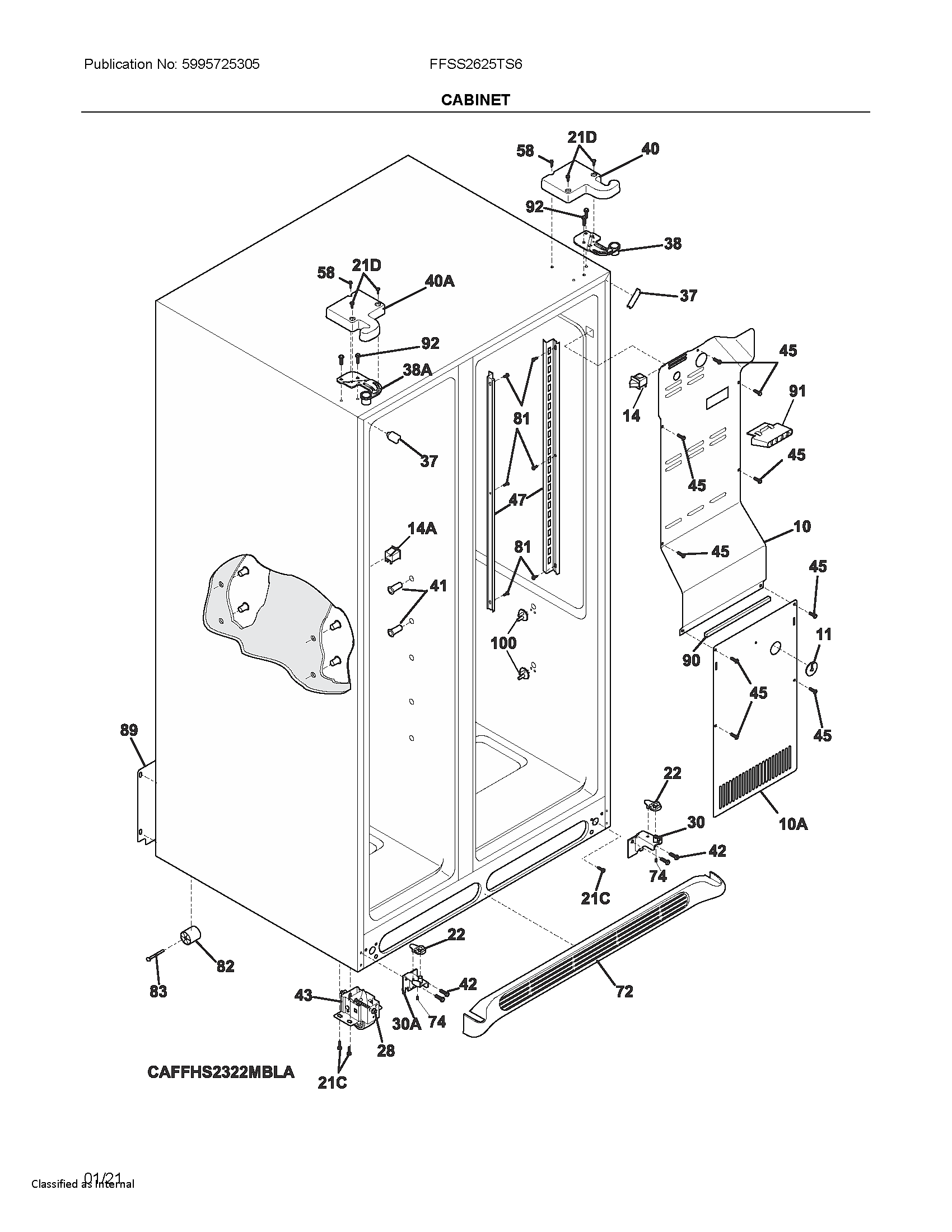 Frigidaire FFSS2625TS6 cabinet diagram