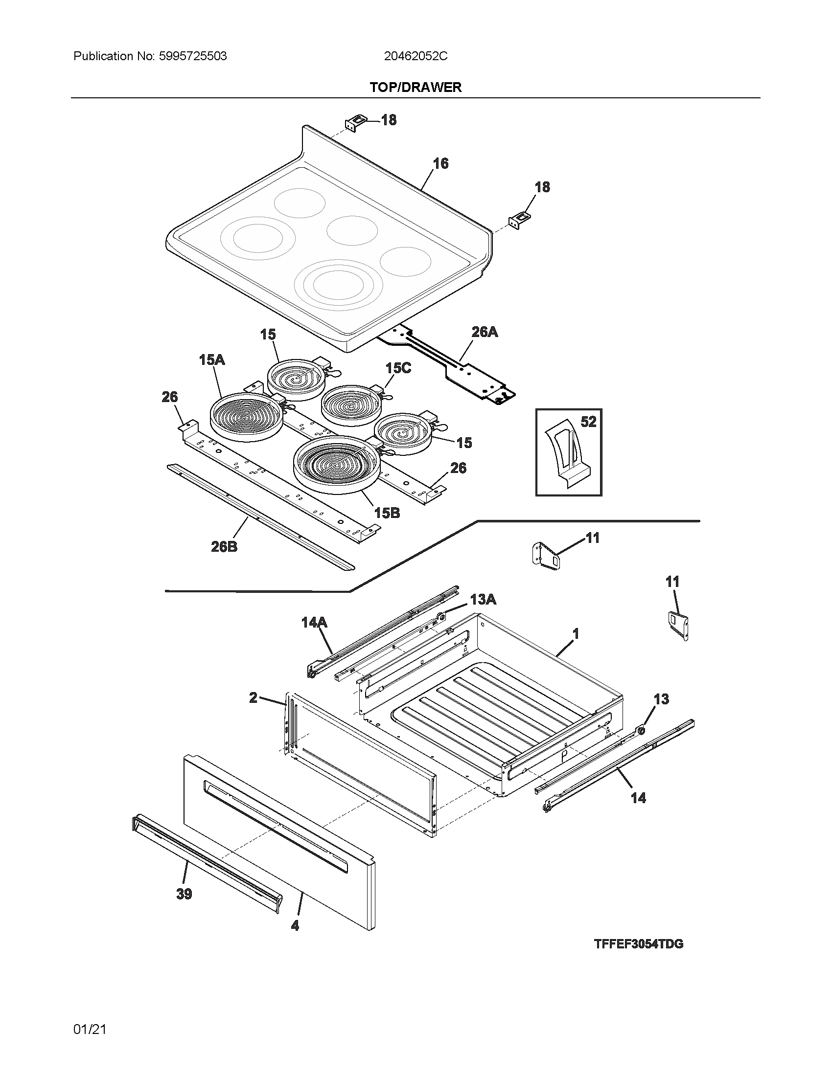 Ikea 20462052C top/drawer diagram