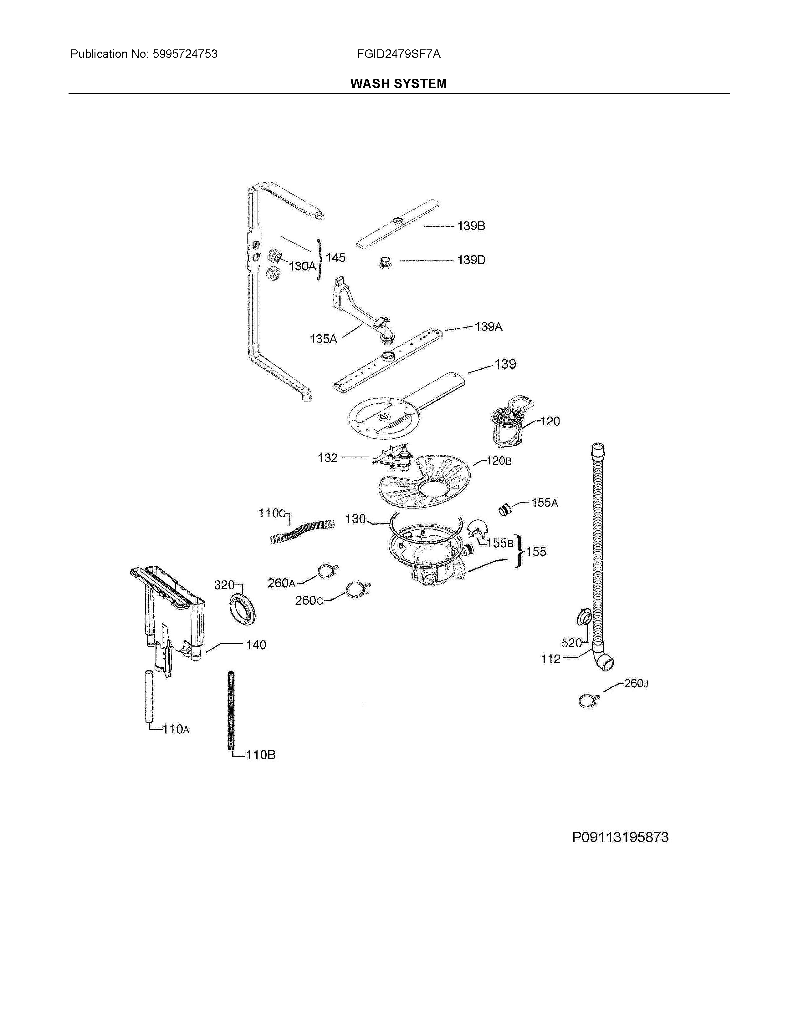 Frigidaire FGID2479SF7A wash system diagram