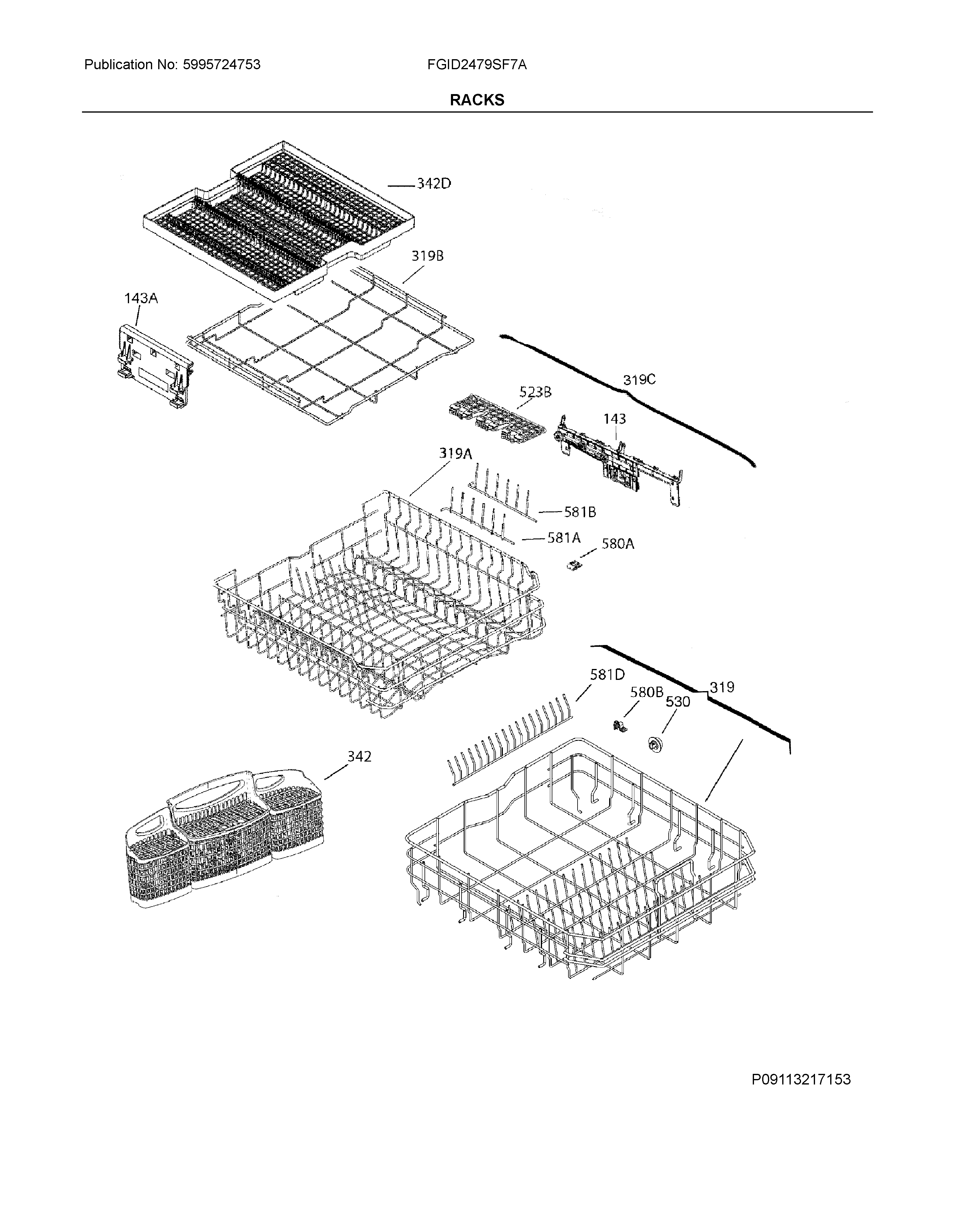 Frigidaire FGID2479SF7A racks diagram