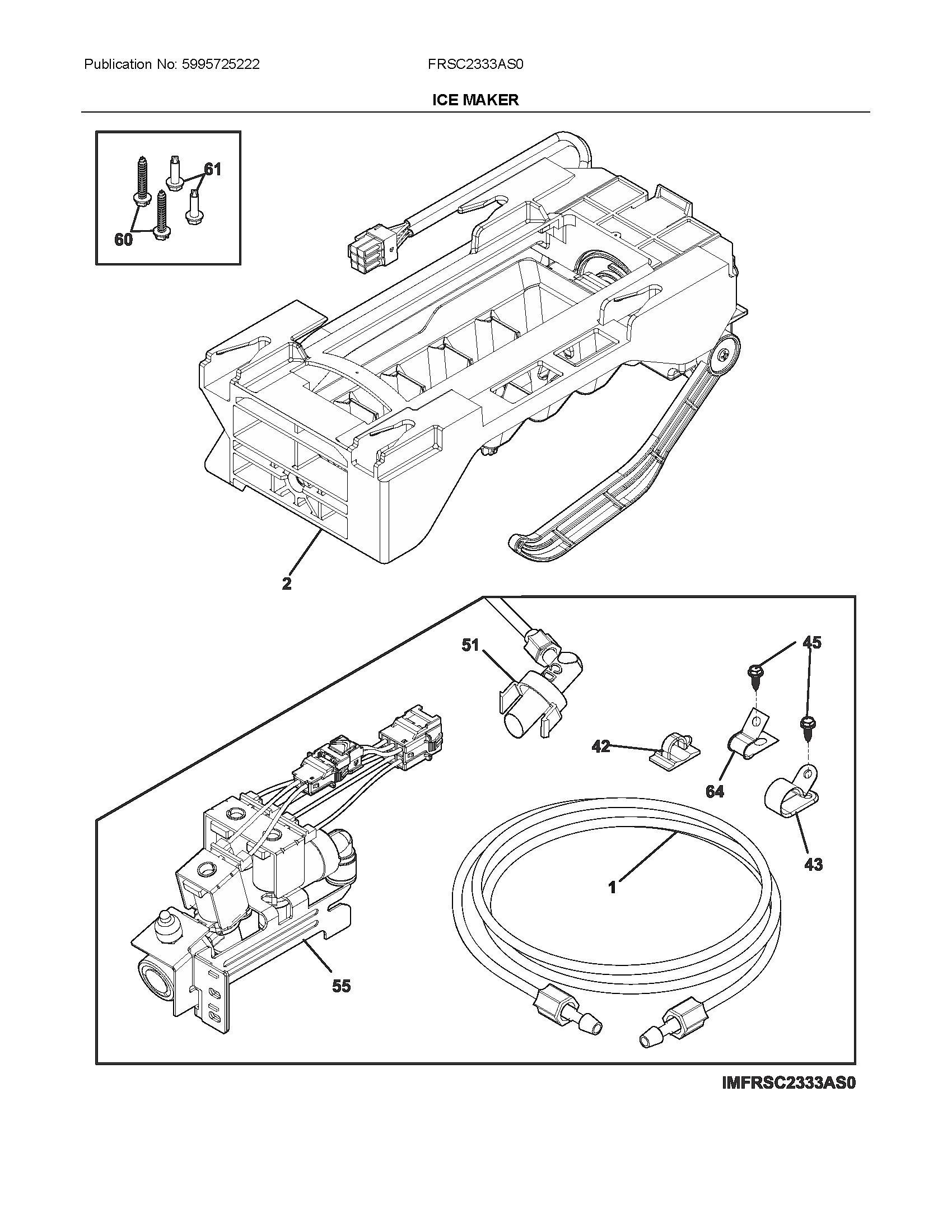 Frigidaire FRSC2333AS0 ice maker diagram