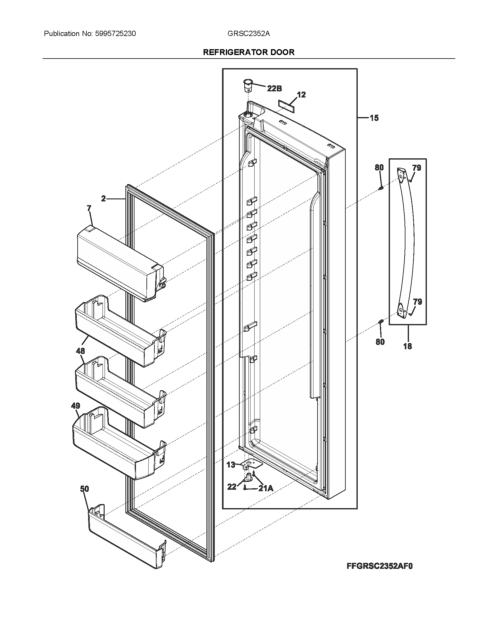 Frigidaire GRSC2352AD0 fresh food door diagram