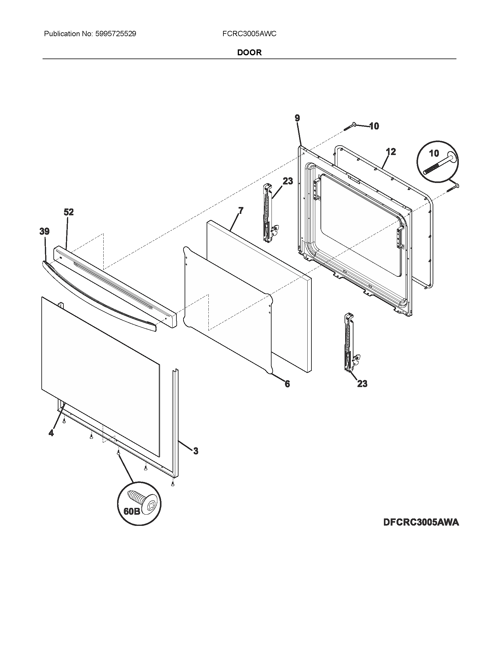 Frigidaire FCRC3005AWC door diagram