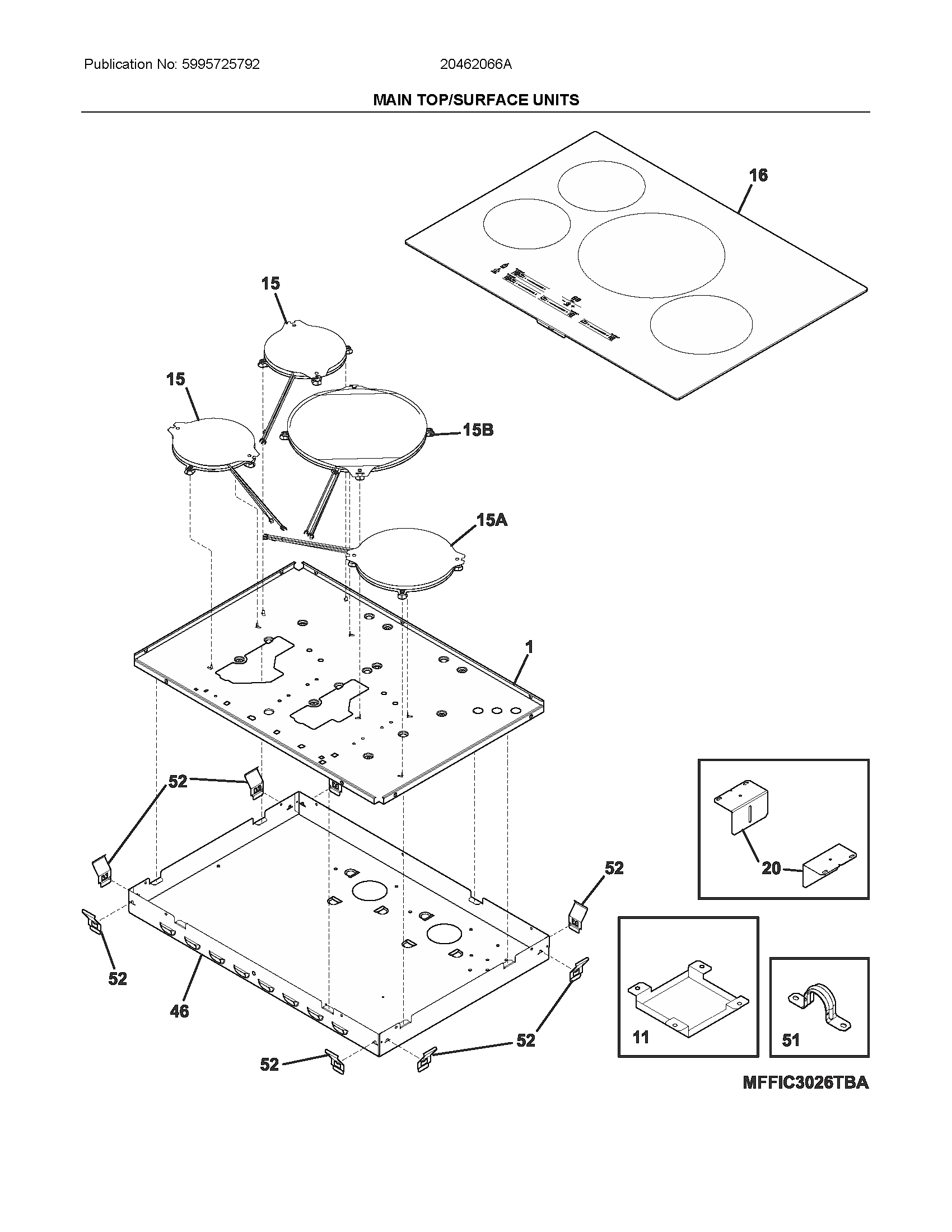 Ikea 20462066A main top/surface units diagram