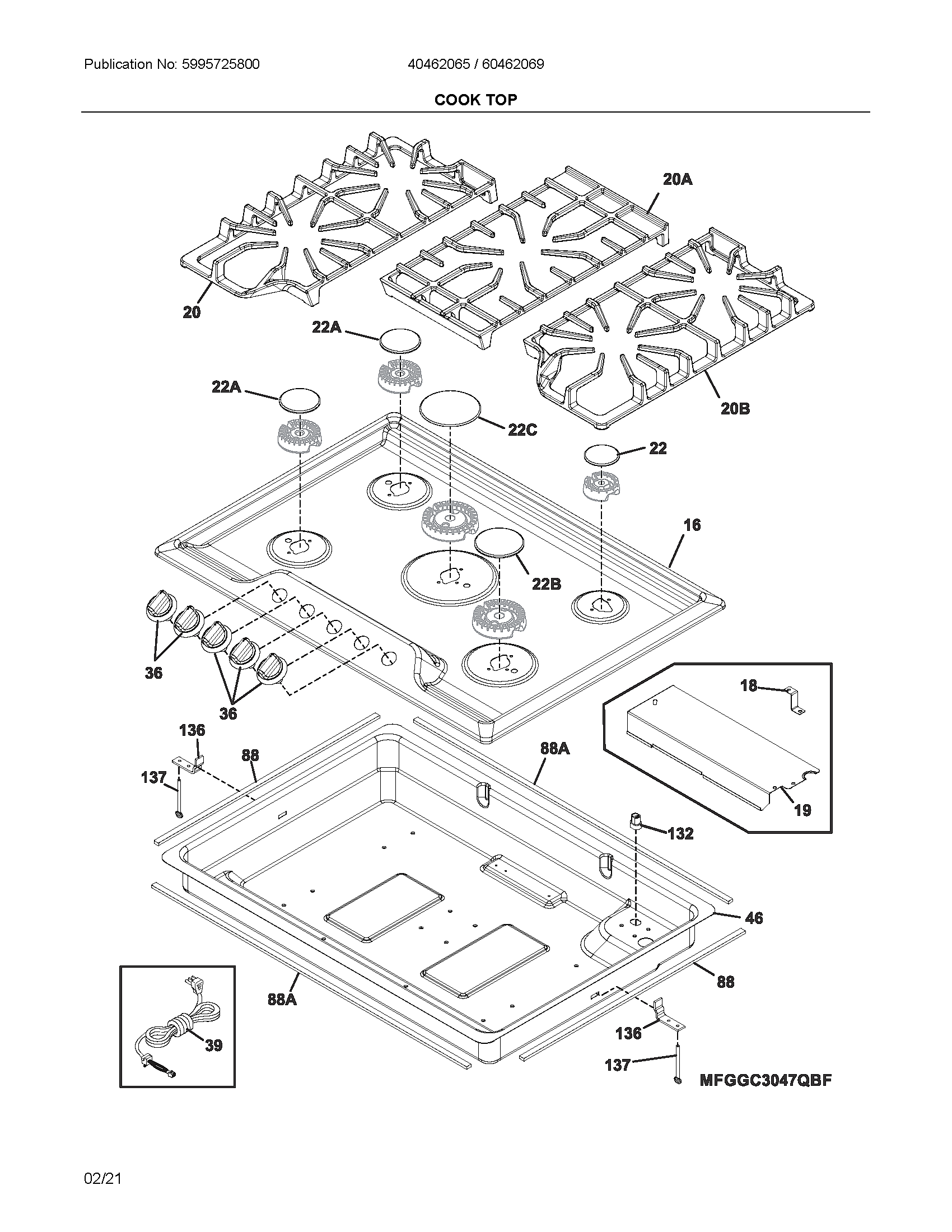 Ikea 40462065A cook top diagram
