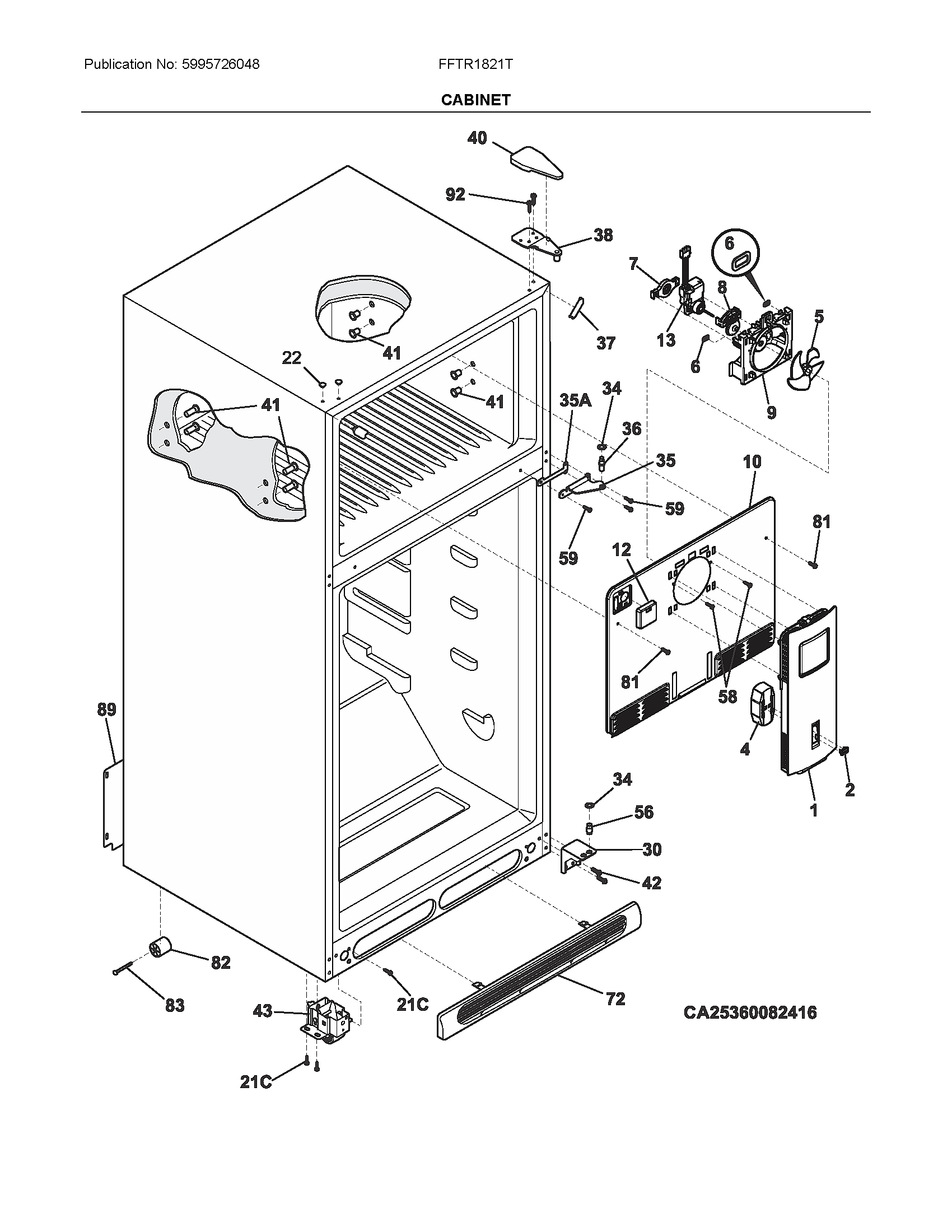 Frigidaire FFTR1821TWB cabinet diagram