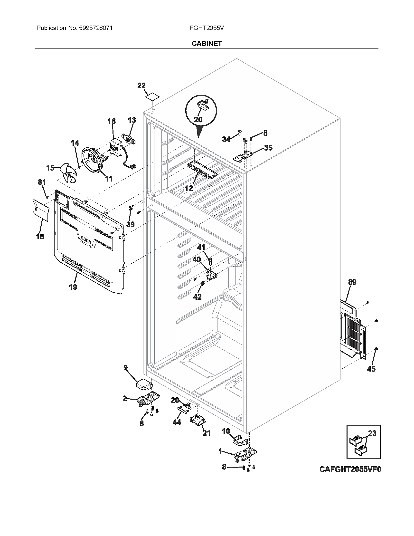 Frigidaire FGHT2055VD0 cabinet diagram