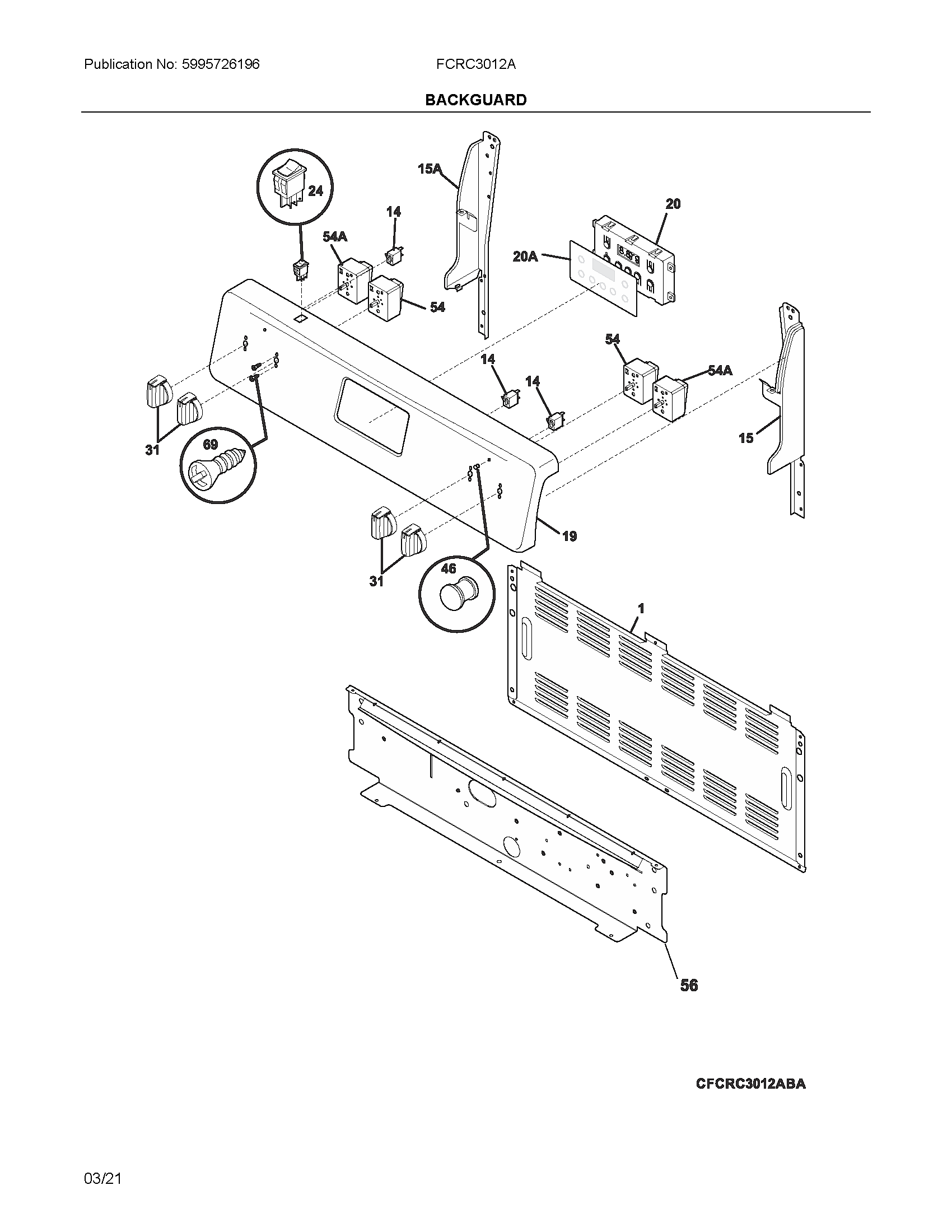 Frigidaire FCRC3012AWD backguard diagram