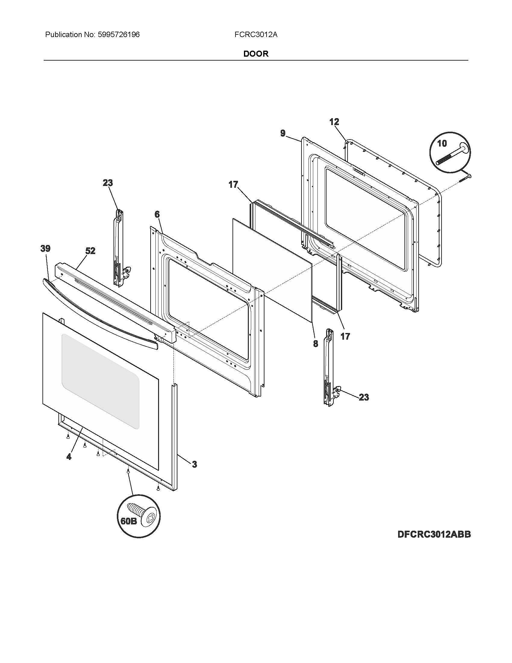 Frigidaire FCRC3012AWD door diagram