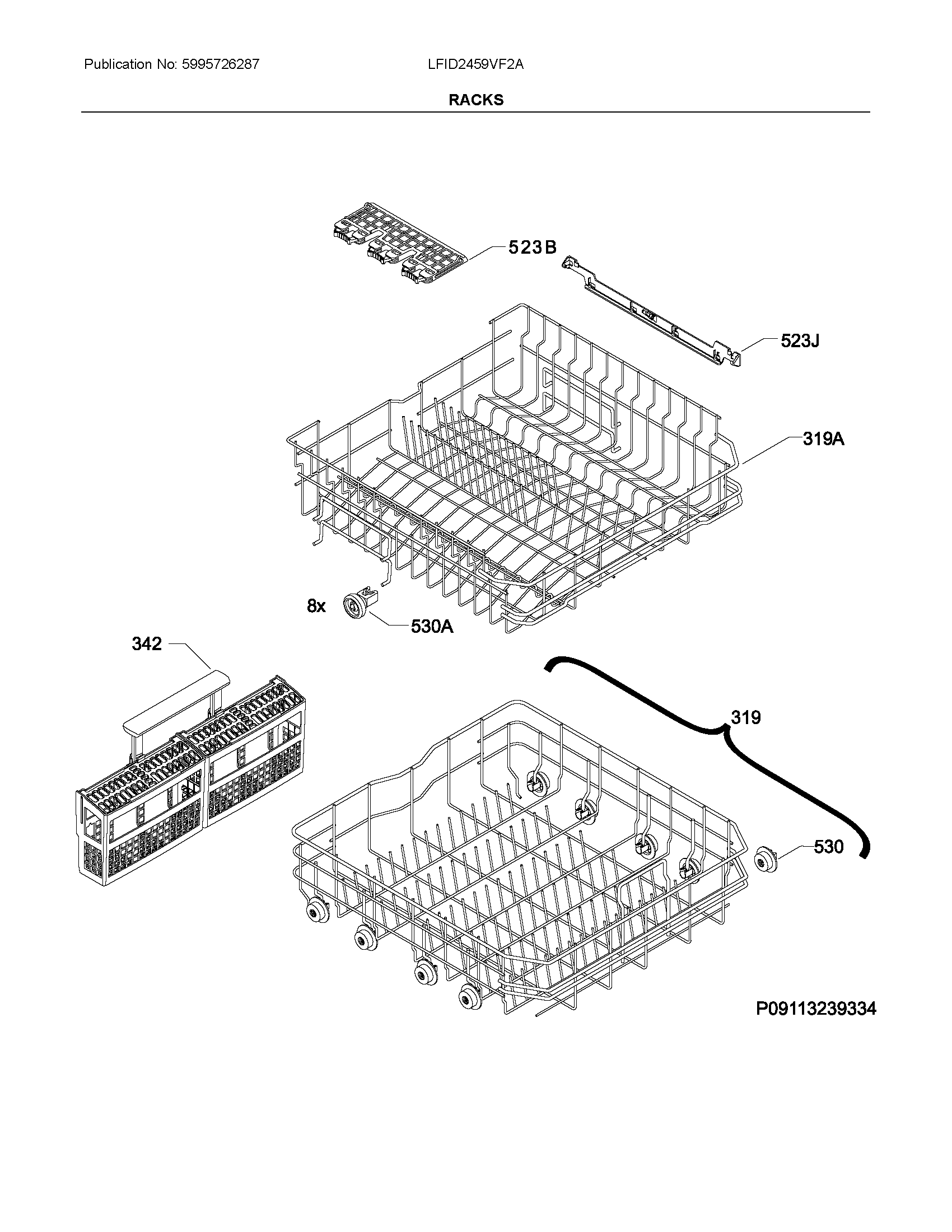 Frigidaire LFID2459VF2A racks diagram