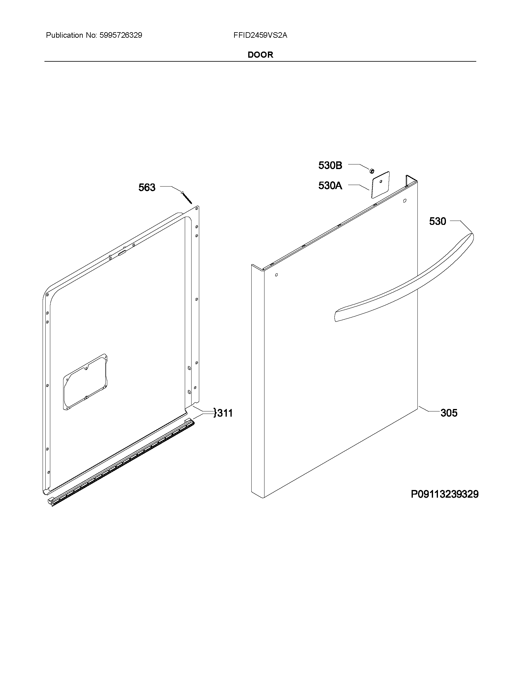 Frigidaire FFID2459VS2A door diagram