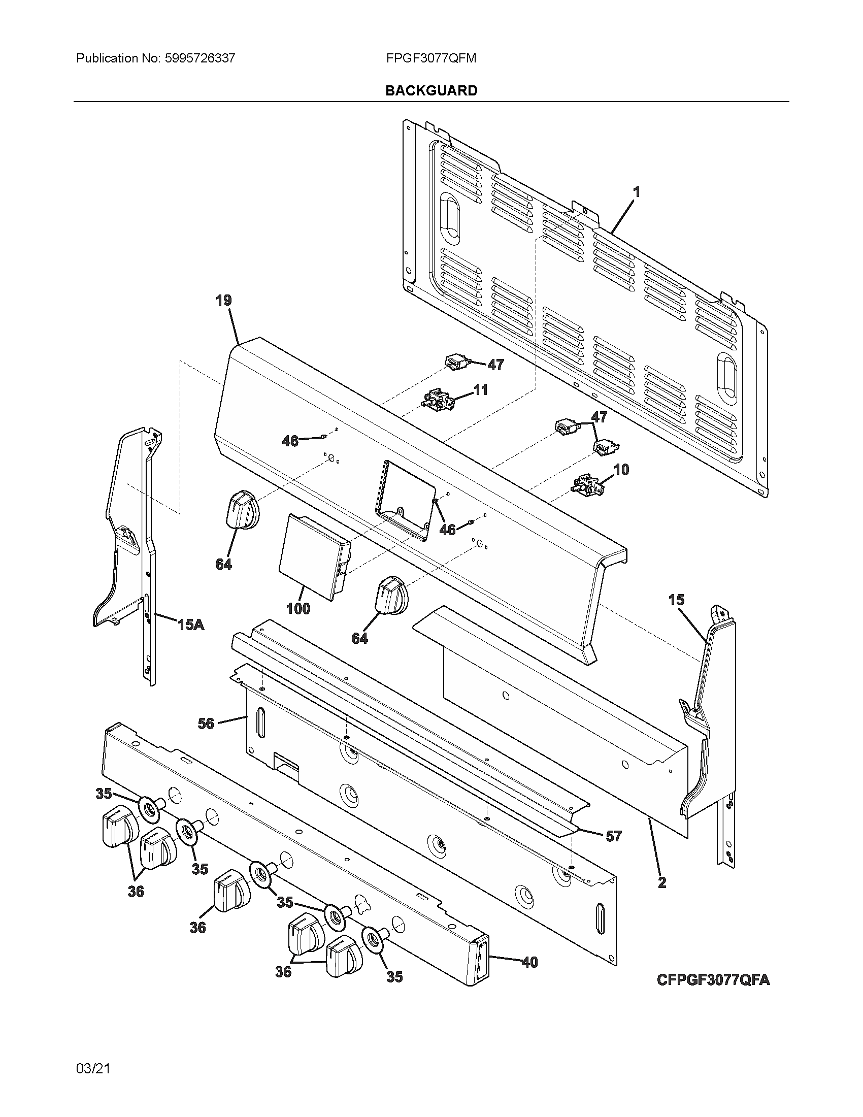 Frigidaire FPGF3077QFM backguard diagram