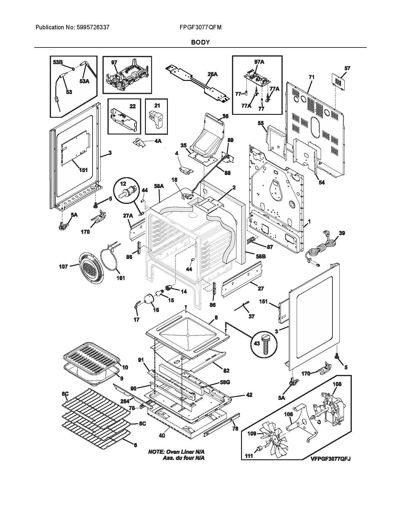 Frigidaire FPGF3077QFM body diagram