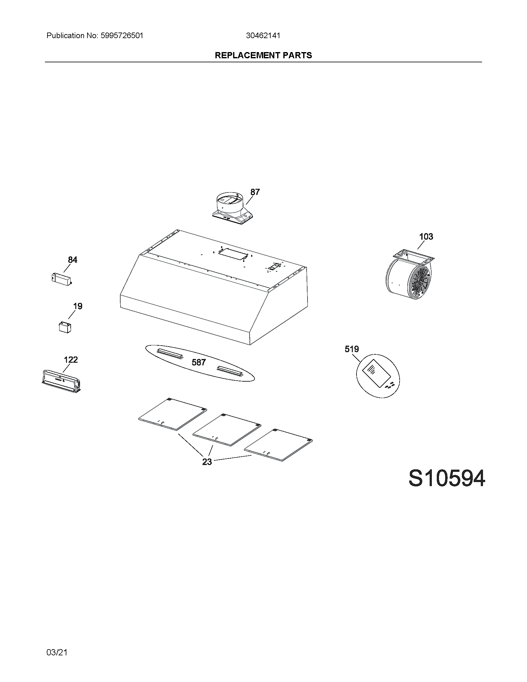 Ikea 30462141 recommended spare parts diagram