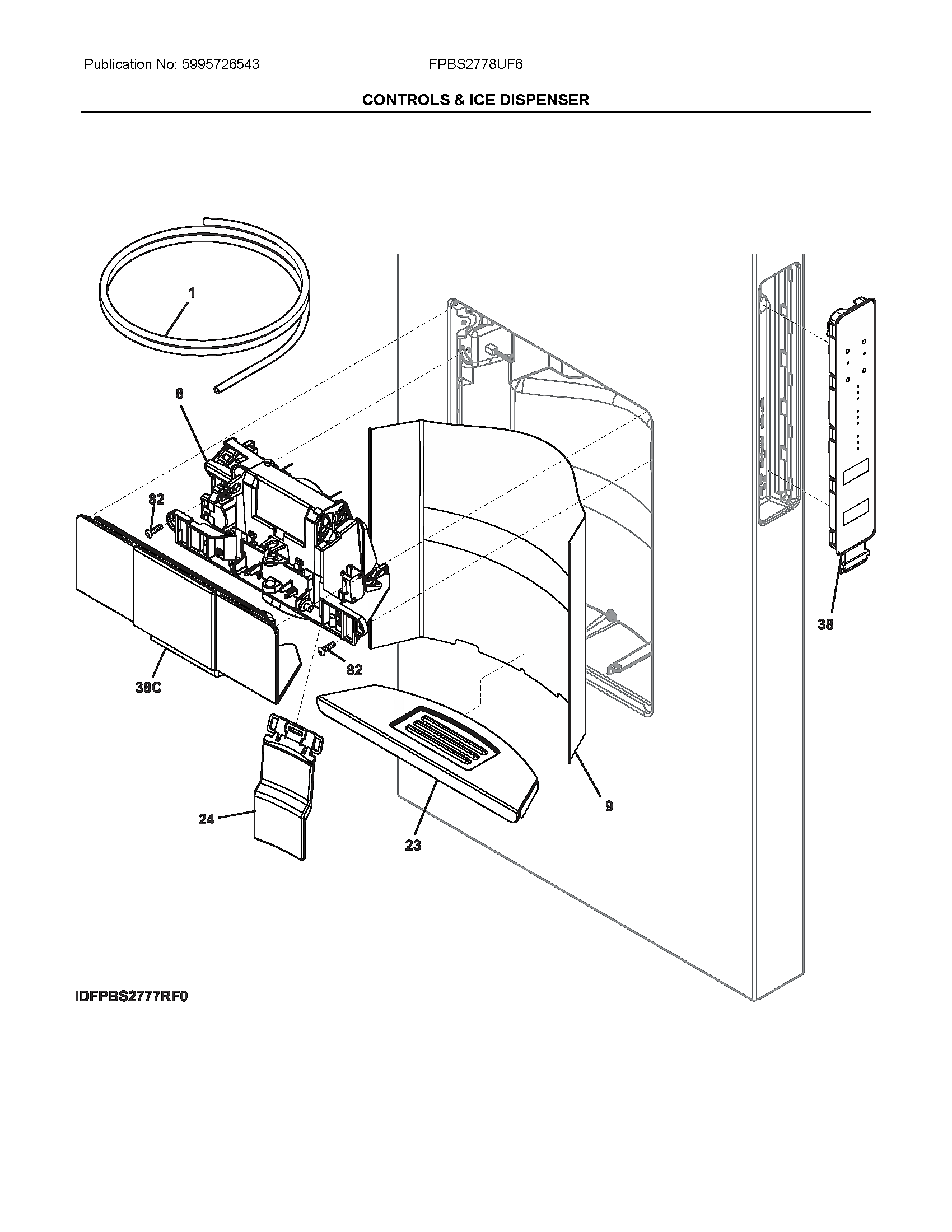 Frigidaire FPBS2778UF6 dispenser diagram