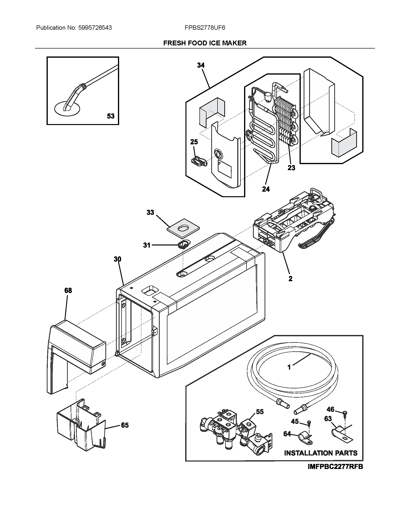 Frigidaire FPBS2778UF6 fresh food ice maker diagram