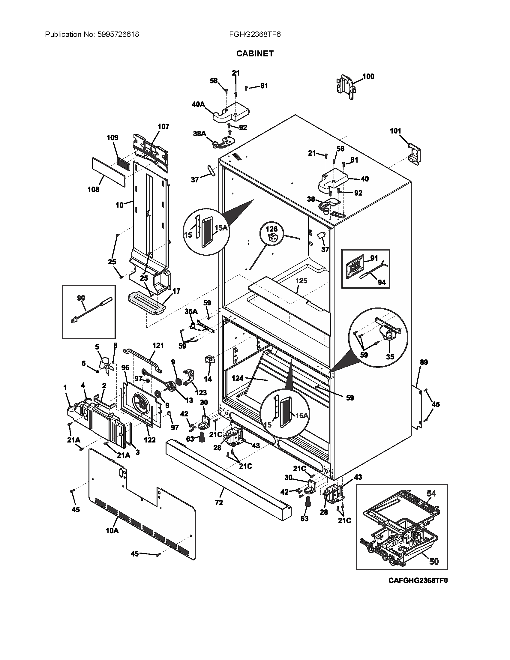 Frigidaire FGHG2368TF6 cabinet diagram