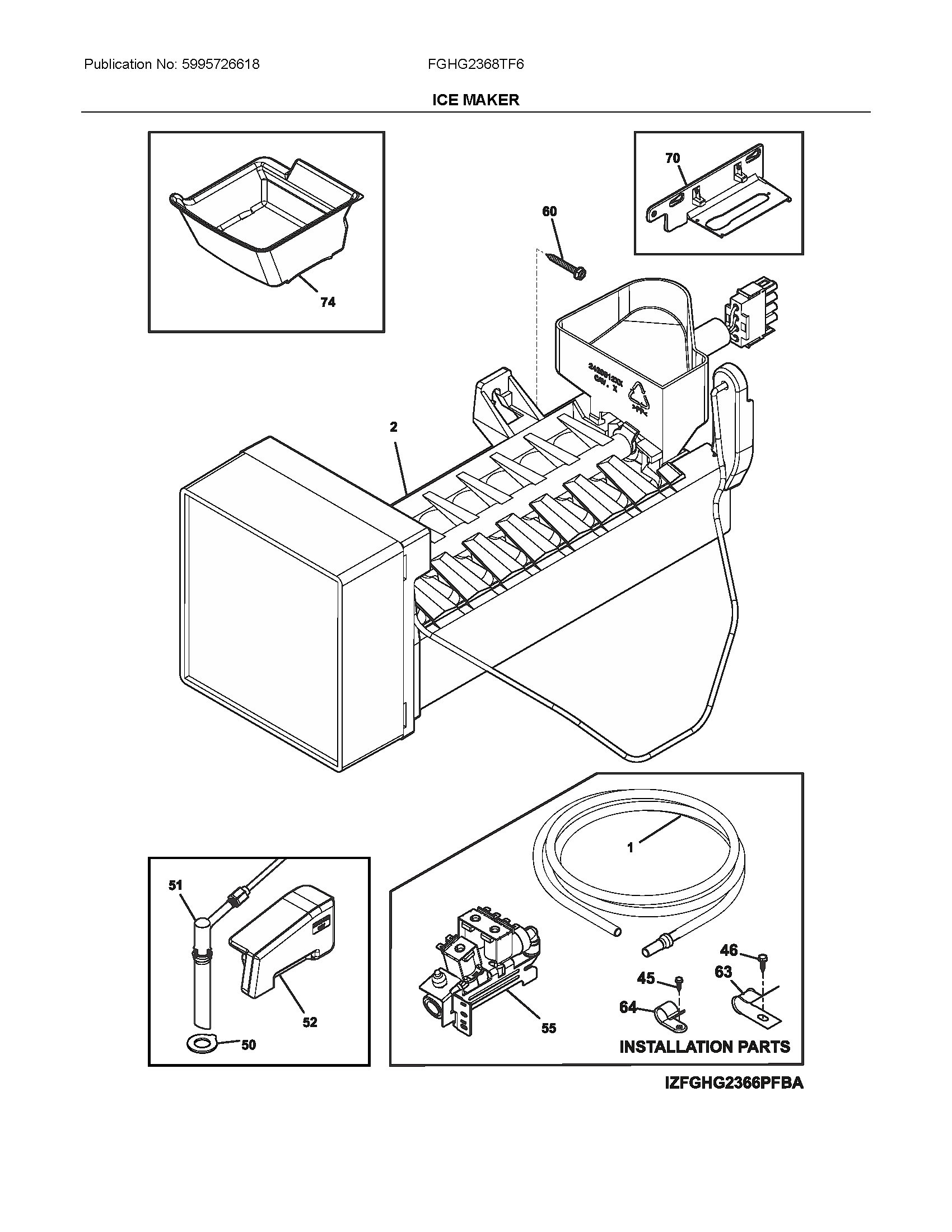Frigidaire FGHG2368TF6 ice maker diagram