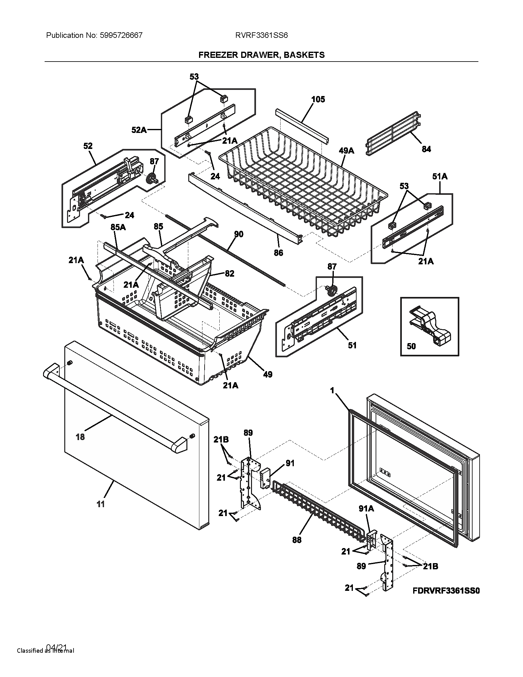 Viking RVRF3361SS6 freezer door diagram
