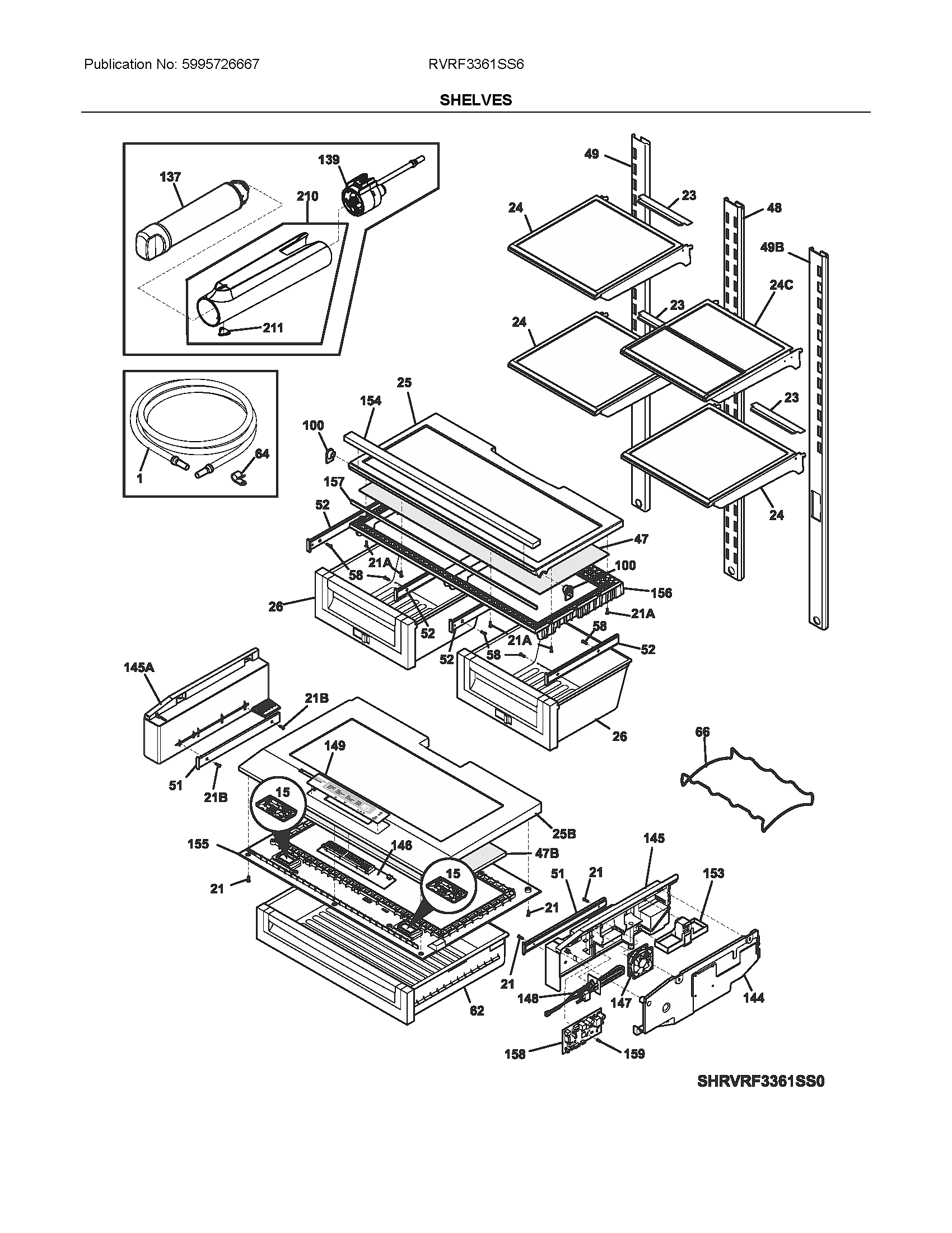 Viking RVRF3361SS6 shelves diagram