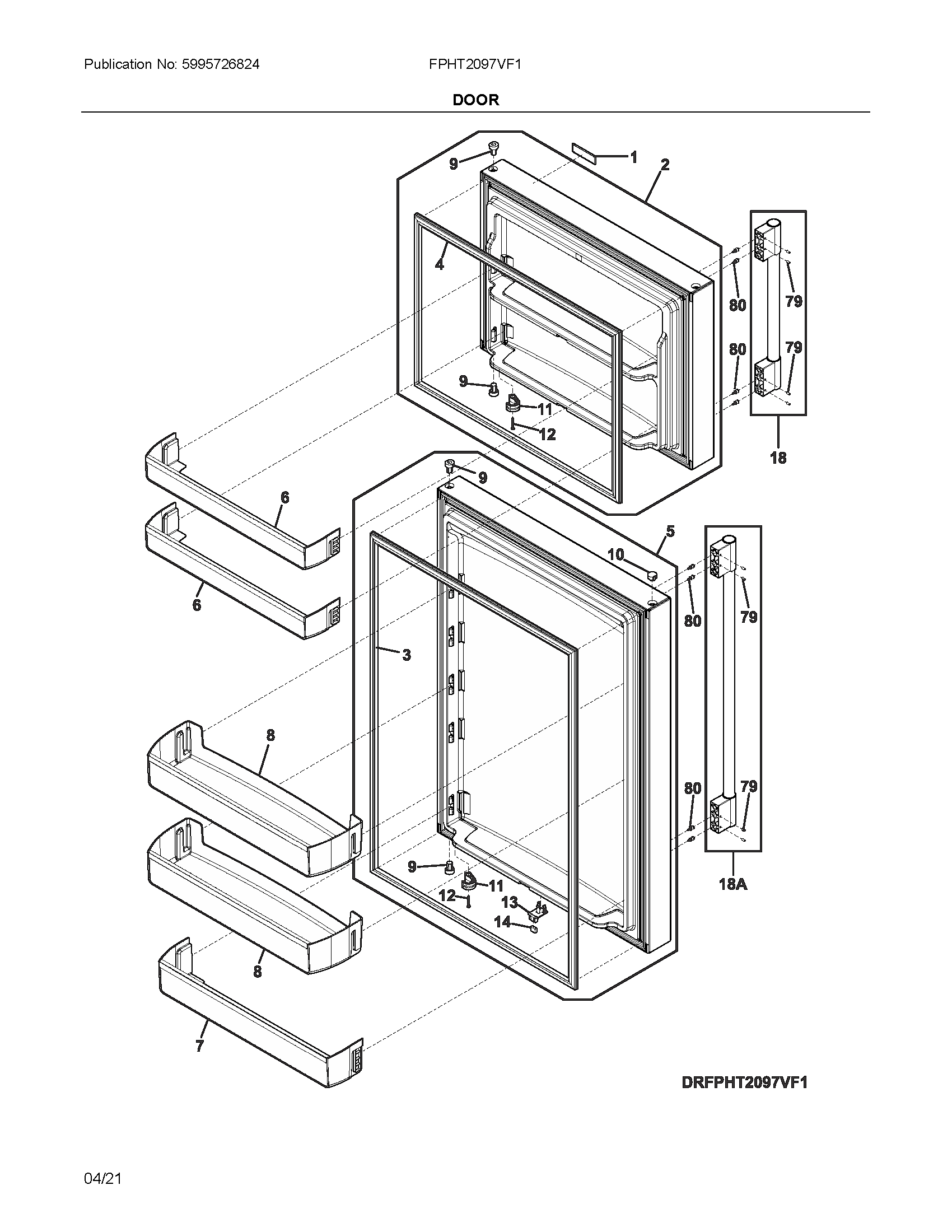 Frigidaire FPHT2097VF1 door diagram