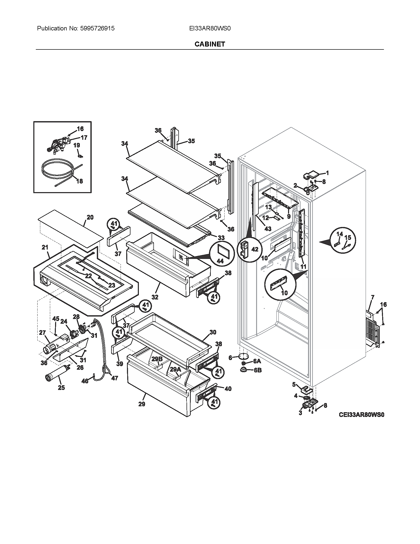 Electrolux EI33AR80WS0 cabinet diagram