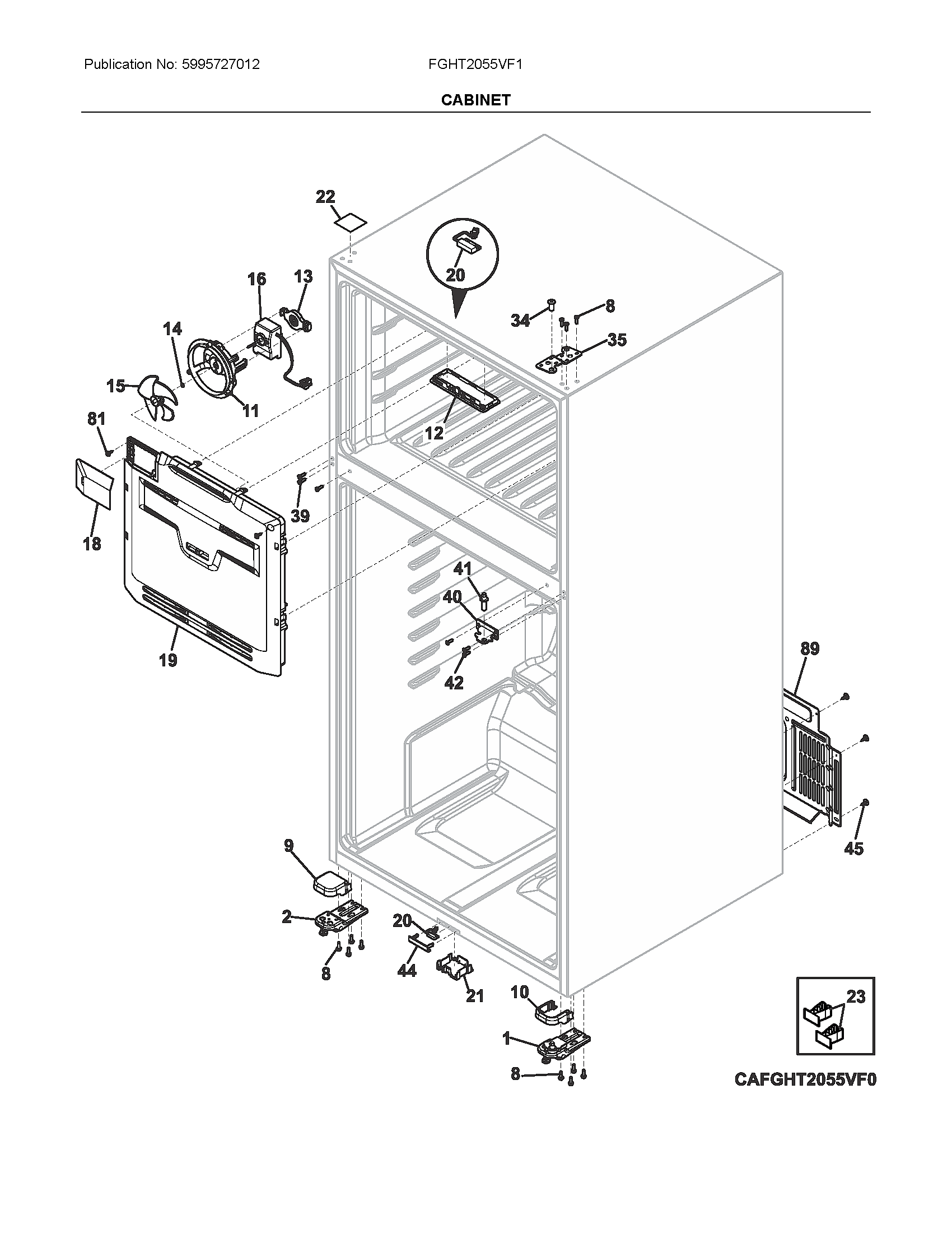 Frigidaire FGHT2055VF1 cabinet diagram