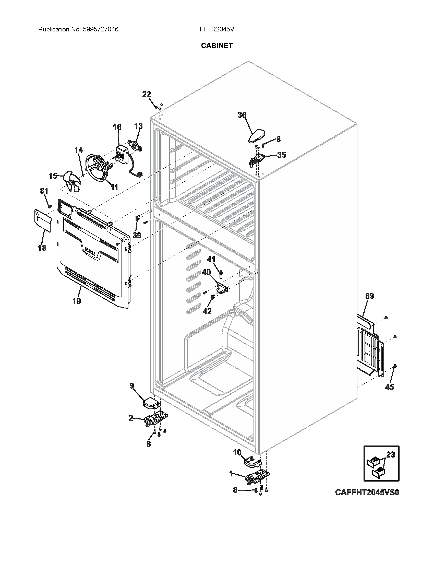 Frigidaire FFTR2045VB2 cabinet diagram