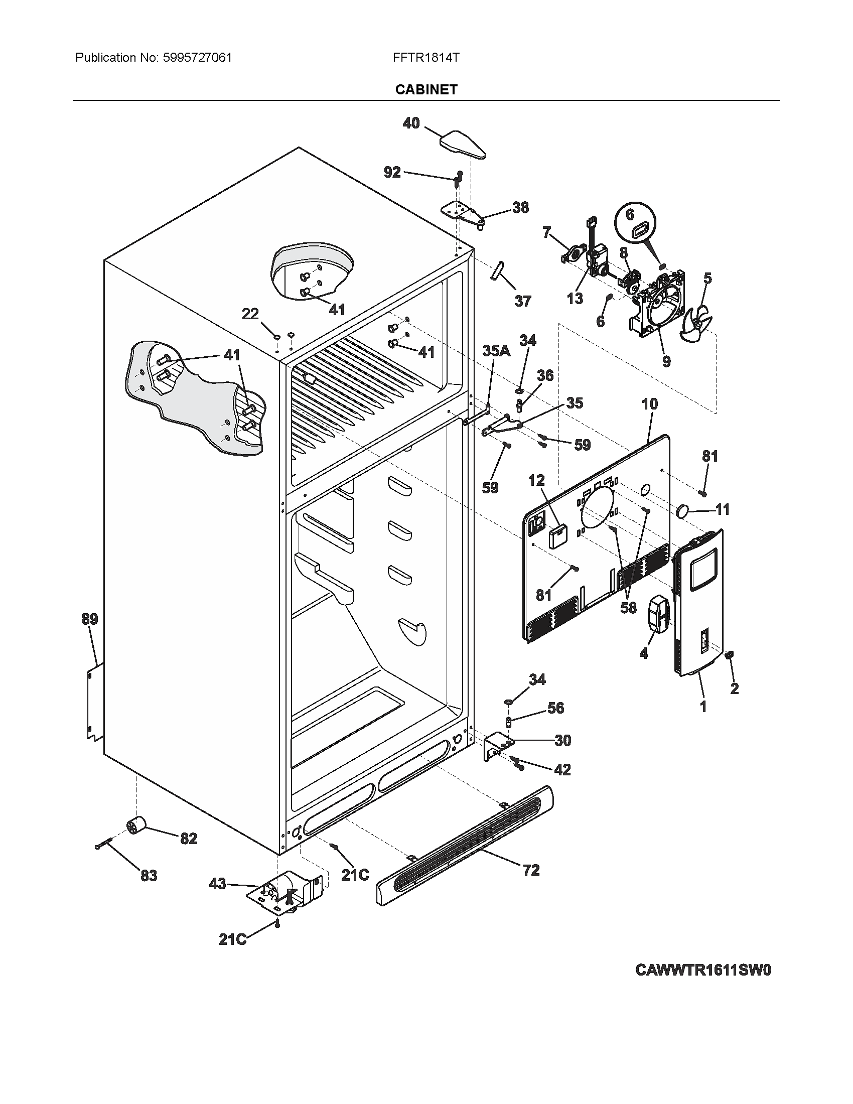 Frigidaire FFTR1814TWJ cabinet diagram