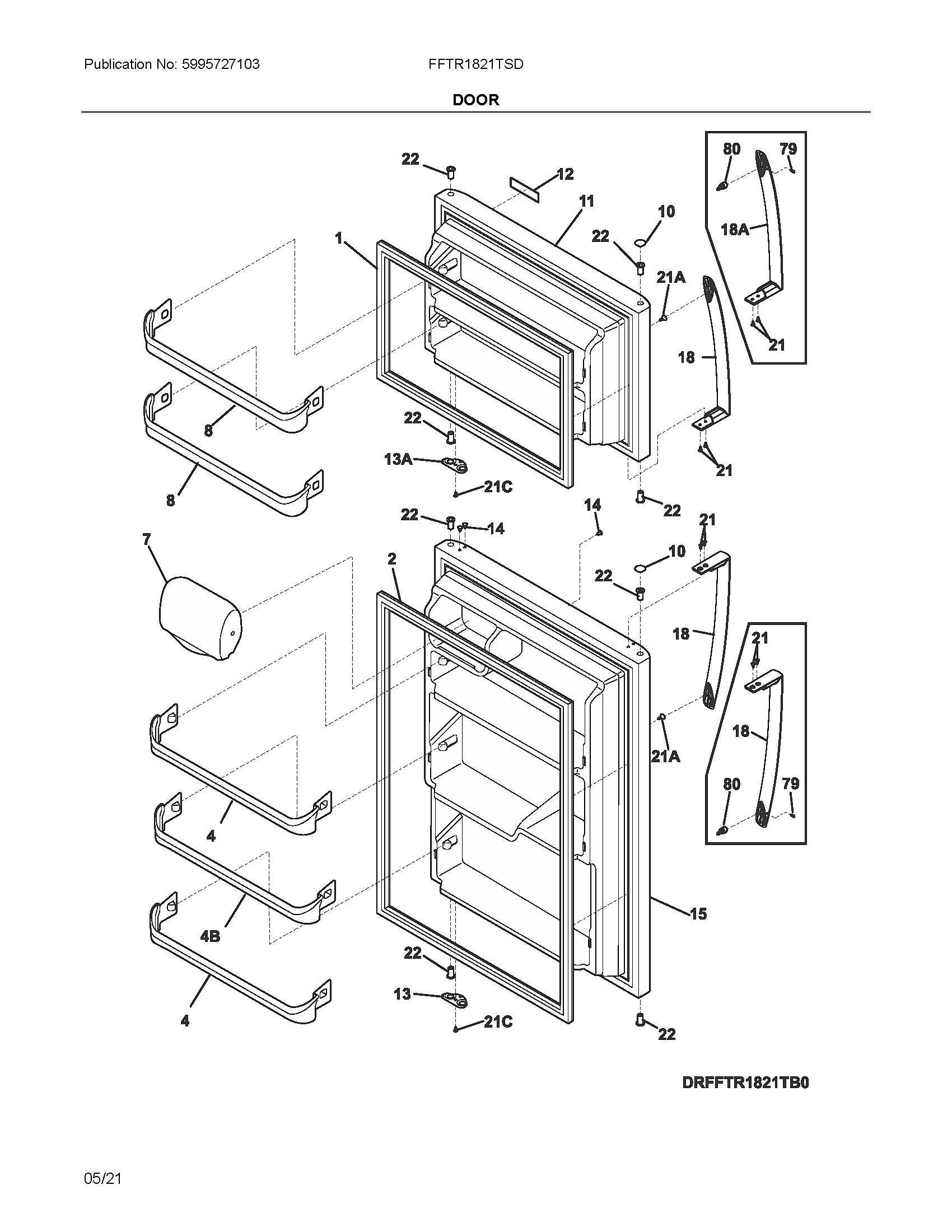 Frigidaire FFTR1821TSD door diagram