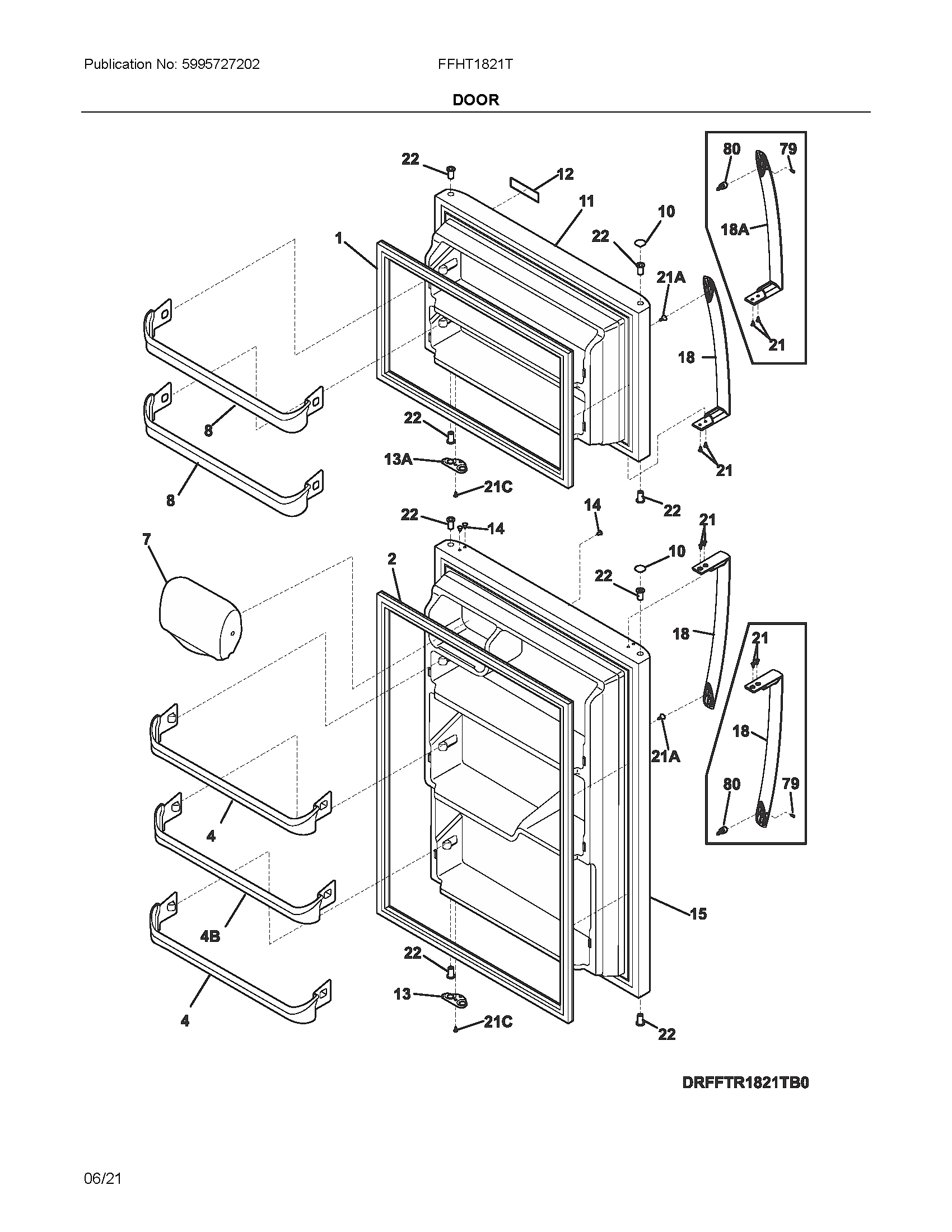 Frigidaire FFHT1821TS2 doors diagram