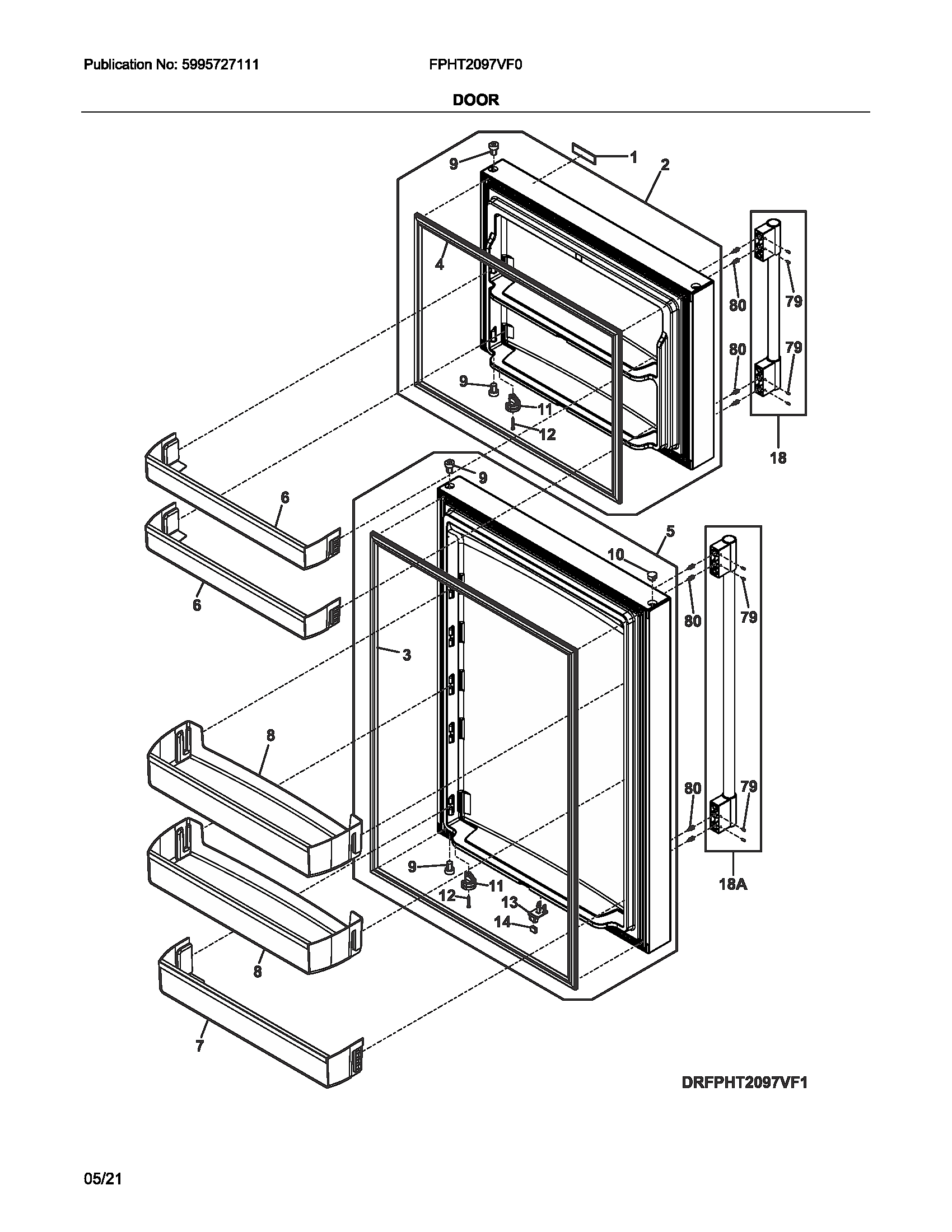 Frigidaire FPHT2097VF0 doors diagram
