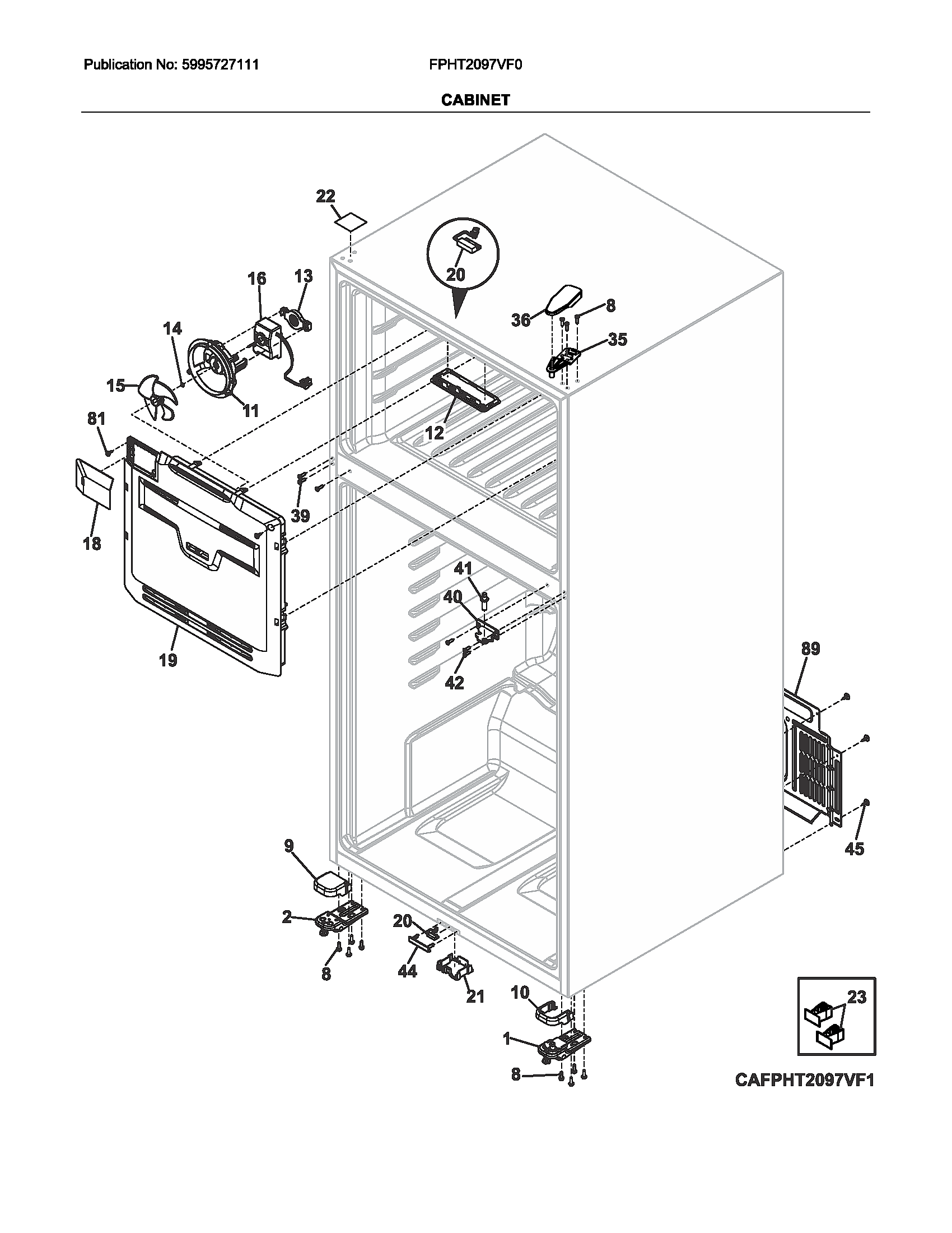 Frigidaire FPHT2097VF0 cabinet diagram