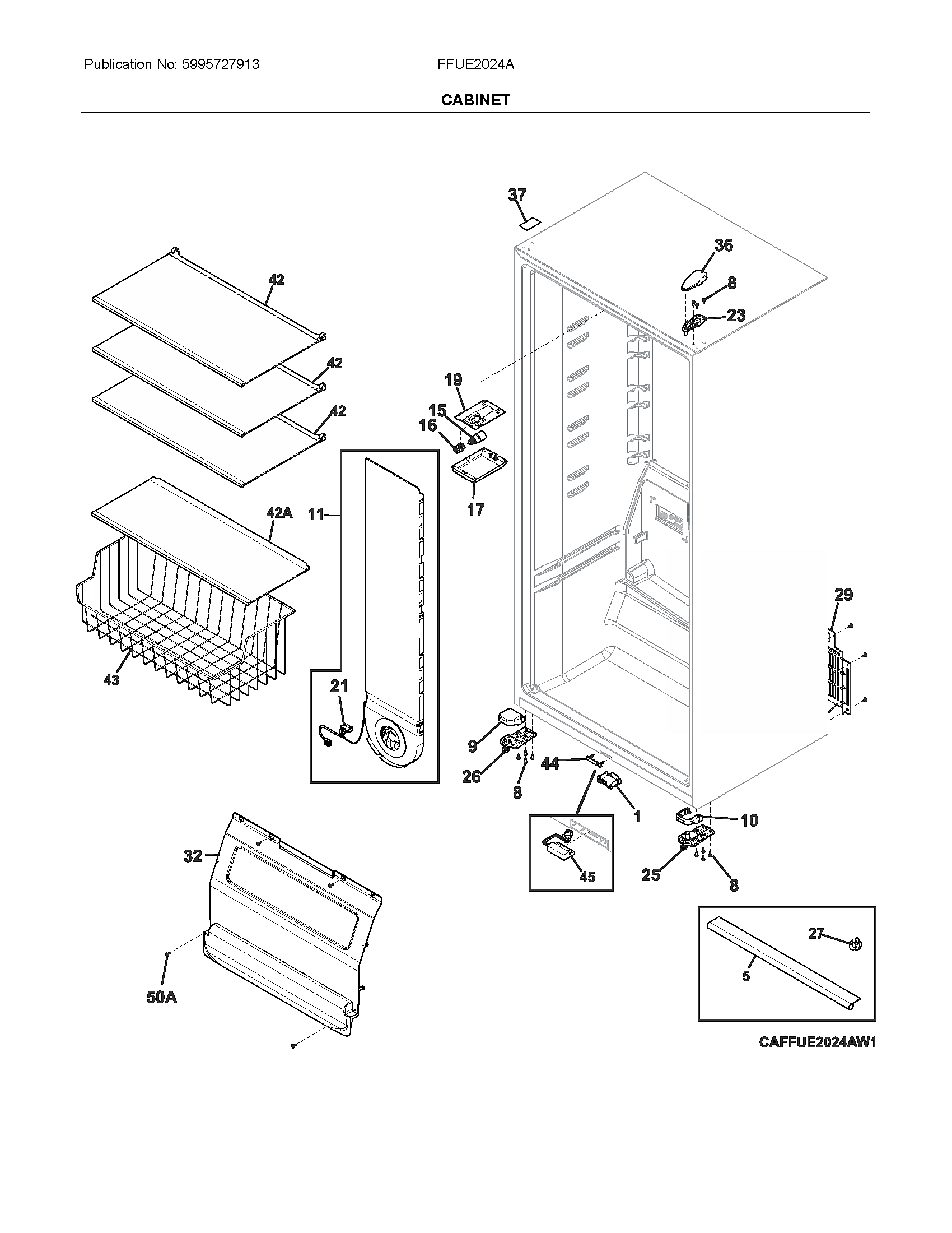 Frigidaire FFUE2024AN1 cabinet diagram