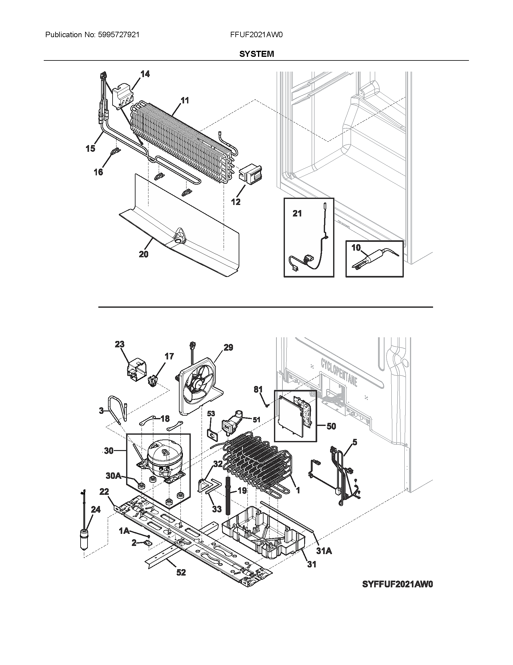 Frigidaire FFUF2021AW0 system diagram