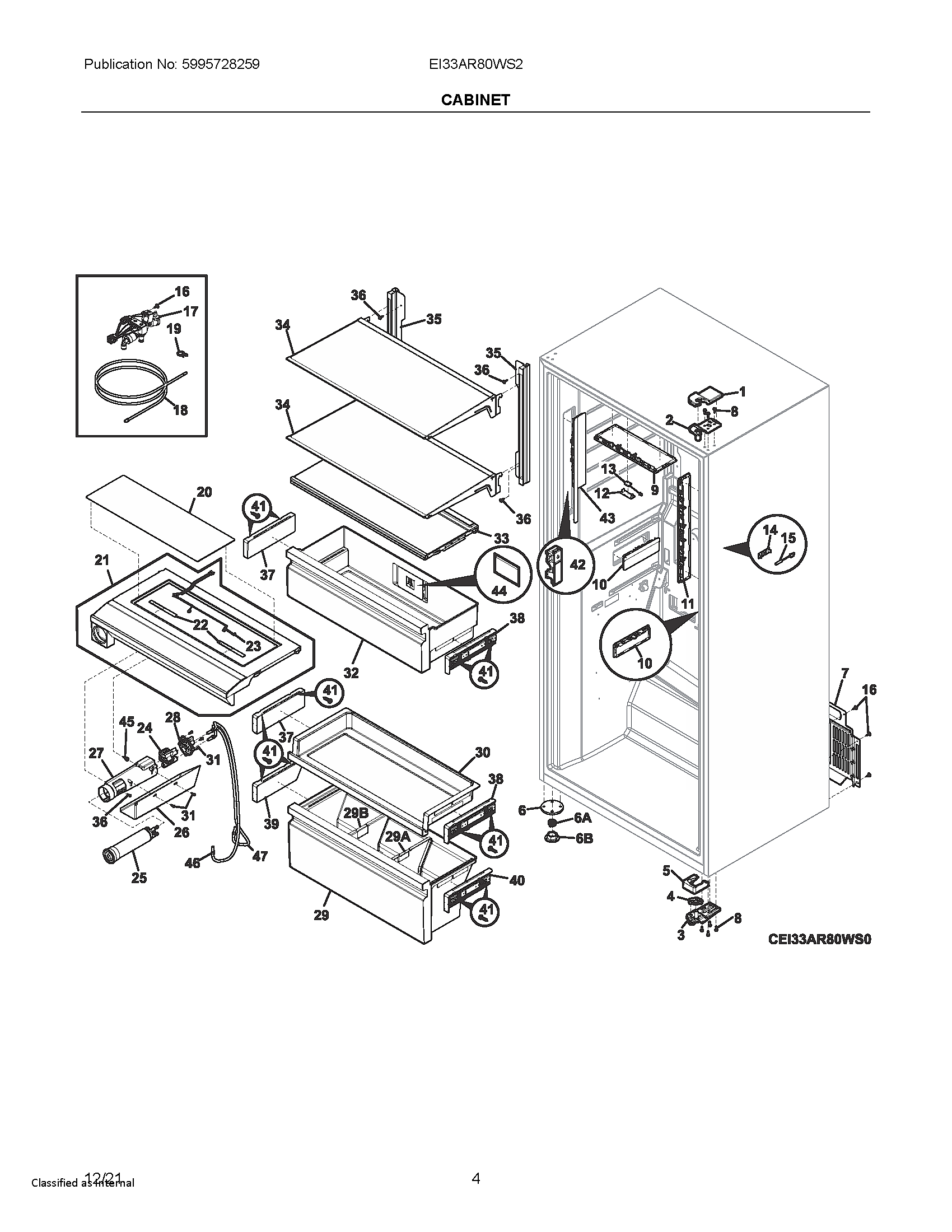 Electrolux EI33AR80WS2 cabinet diagram