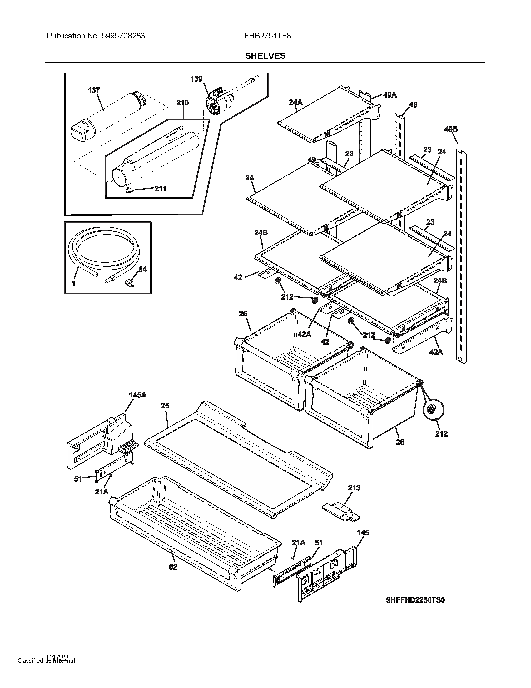 Frigidaire LFHB2751TF8 shelves diagram