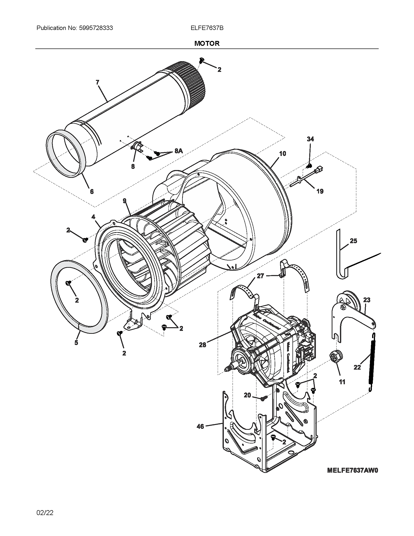 Electrolux ELFE7637BT0 motor diagram