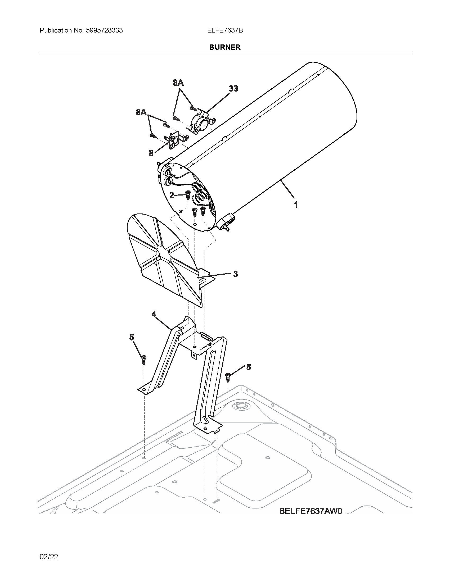 Electrolux ELFE7637BT0 burner diagram