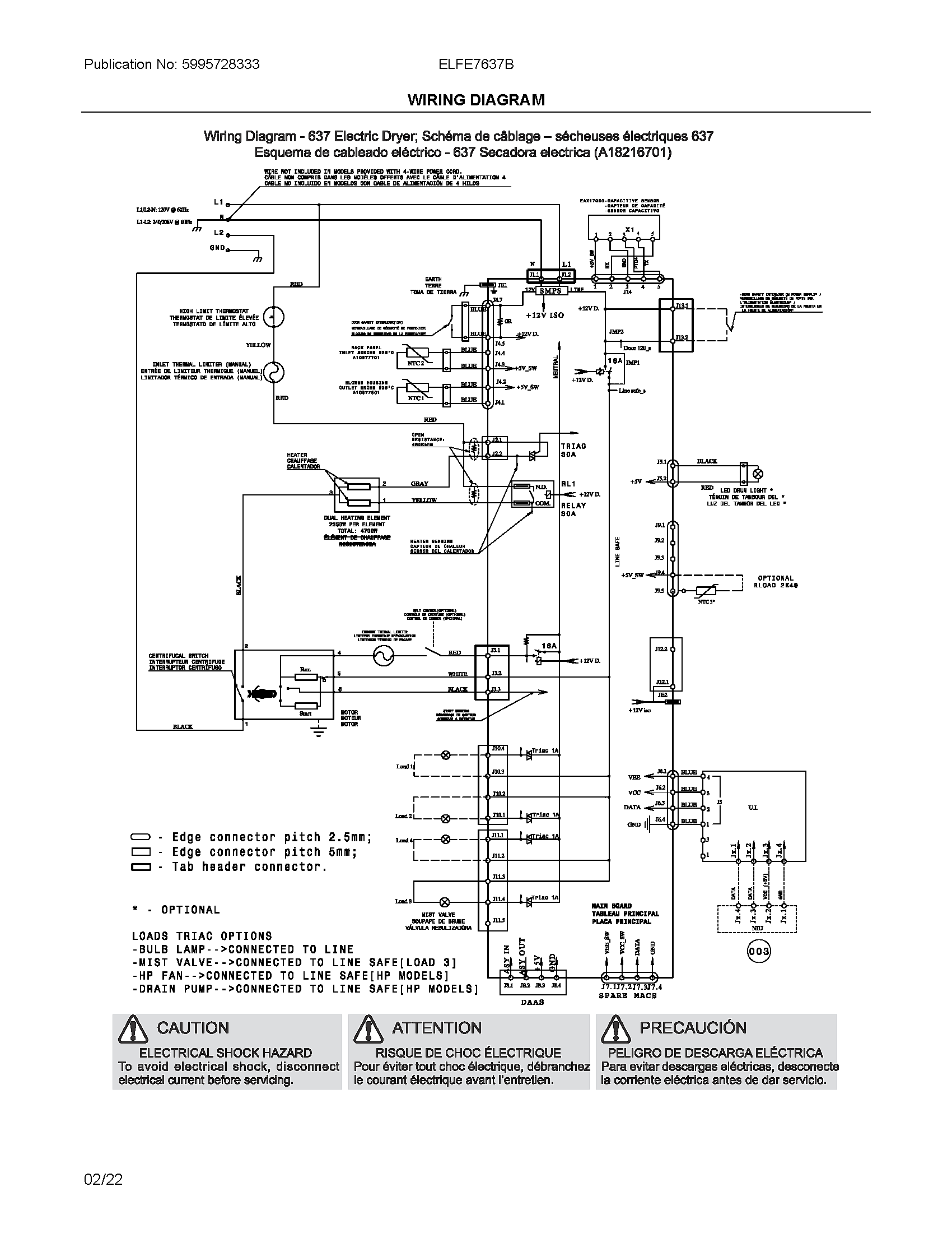 Electrolux ELFE7637BT0 wiring diagram diagram