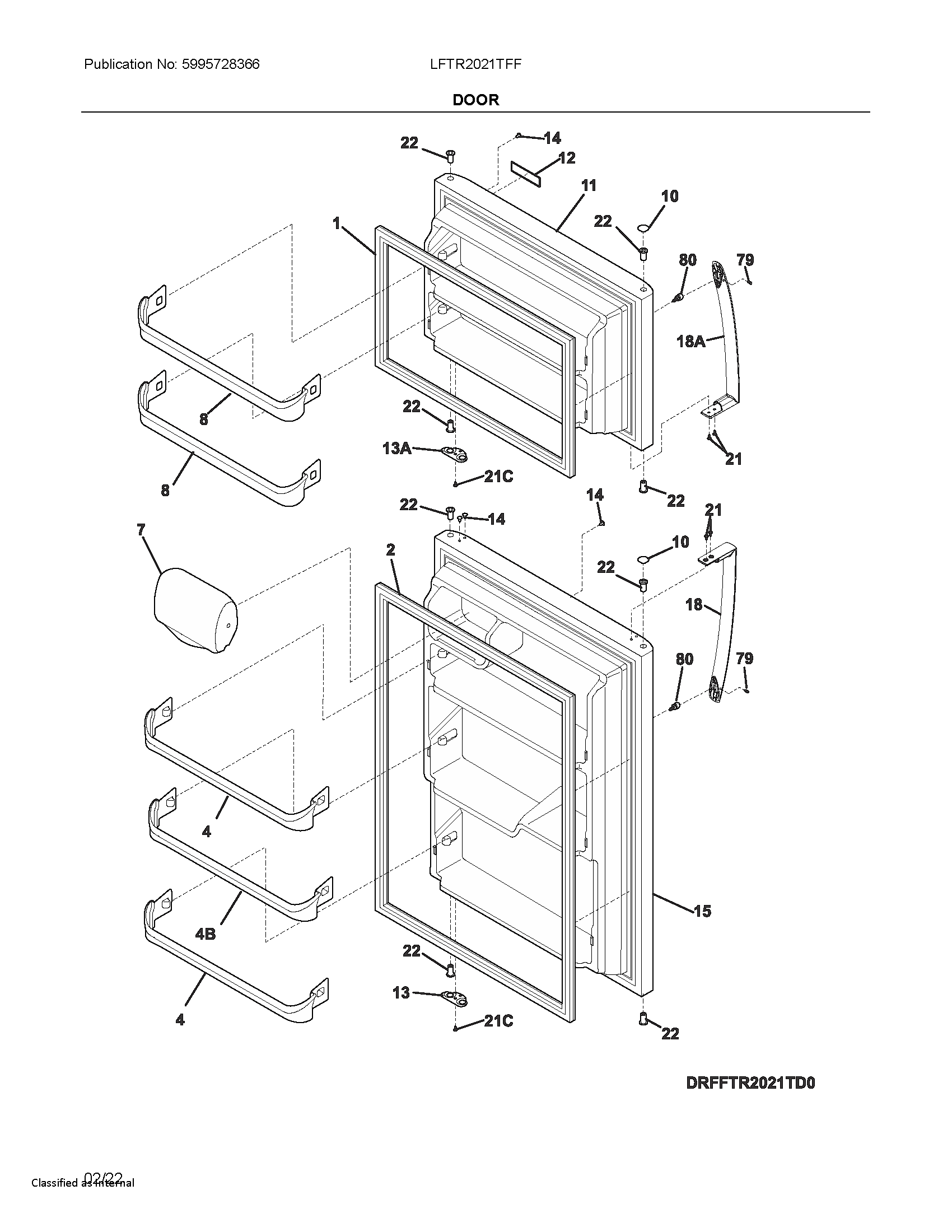 Frigidaire LFTR2021TFF doors diagram