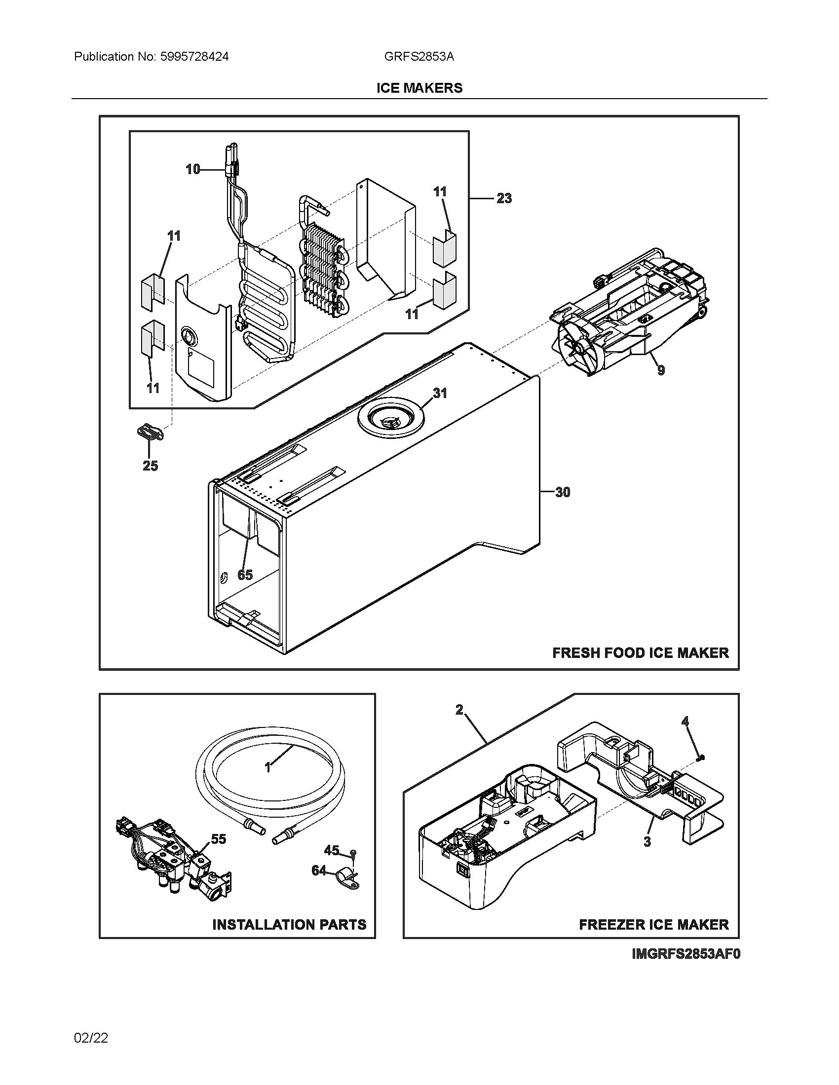 Frigidaire GRFS2853AF0 ice makers diagram