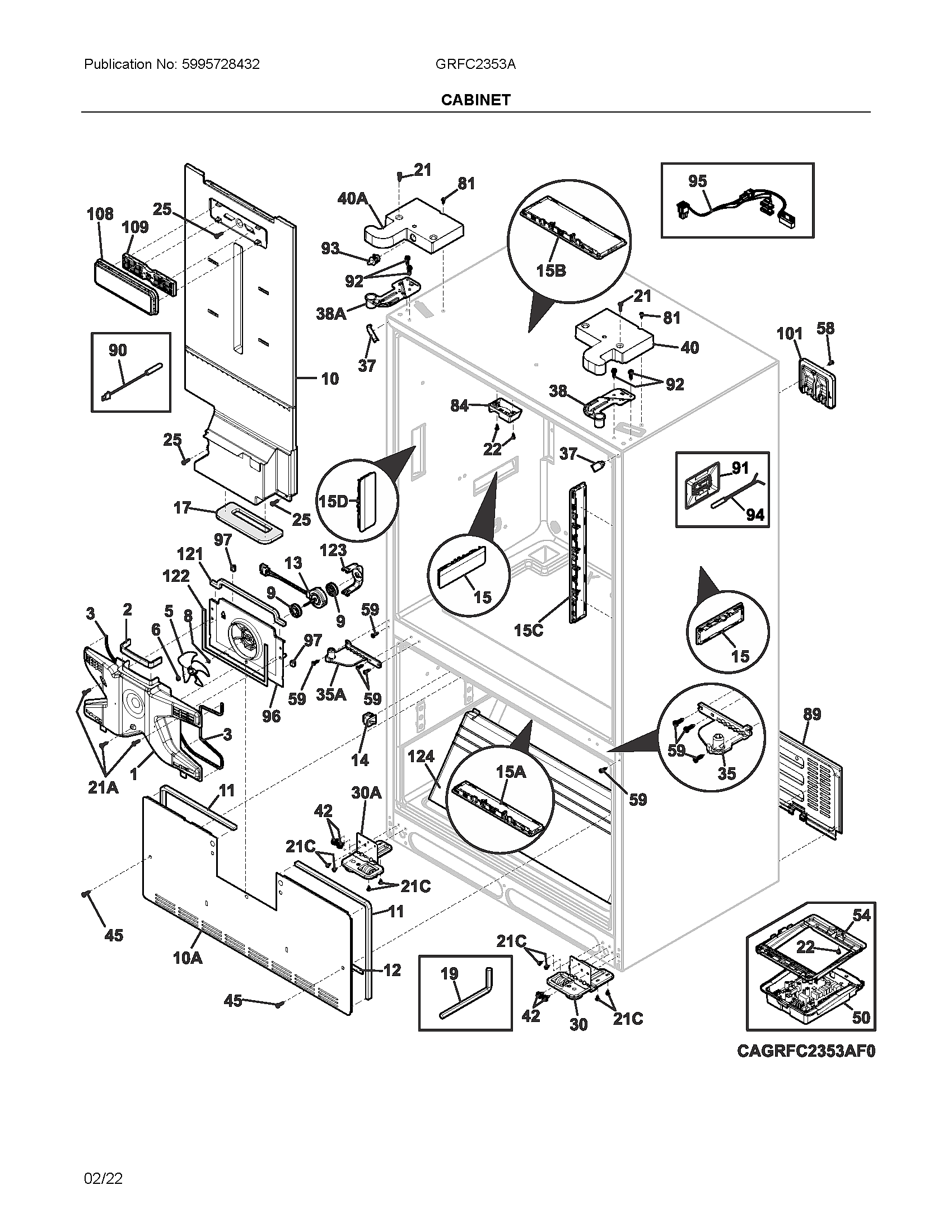 Frigidaire GRFC2353AF0 cabinet diagram