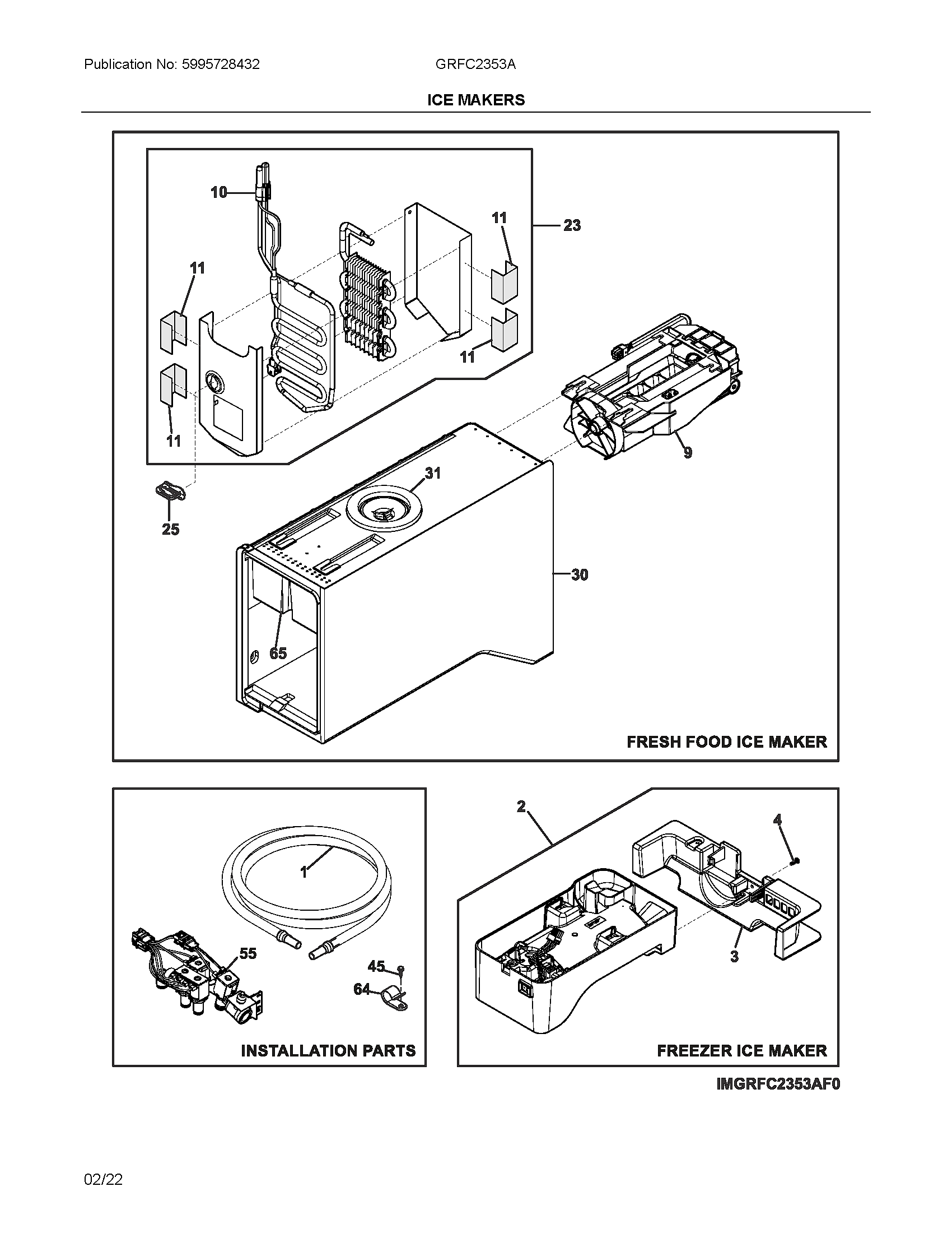 Frigidaire GRFC2353AF0 ice makers diagram