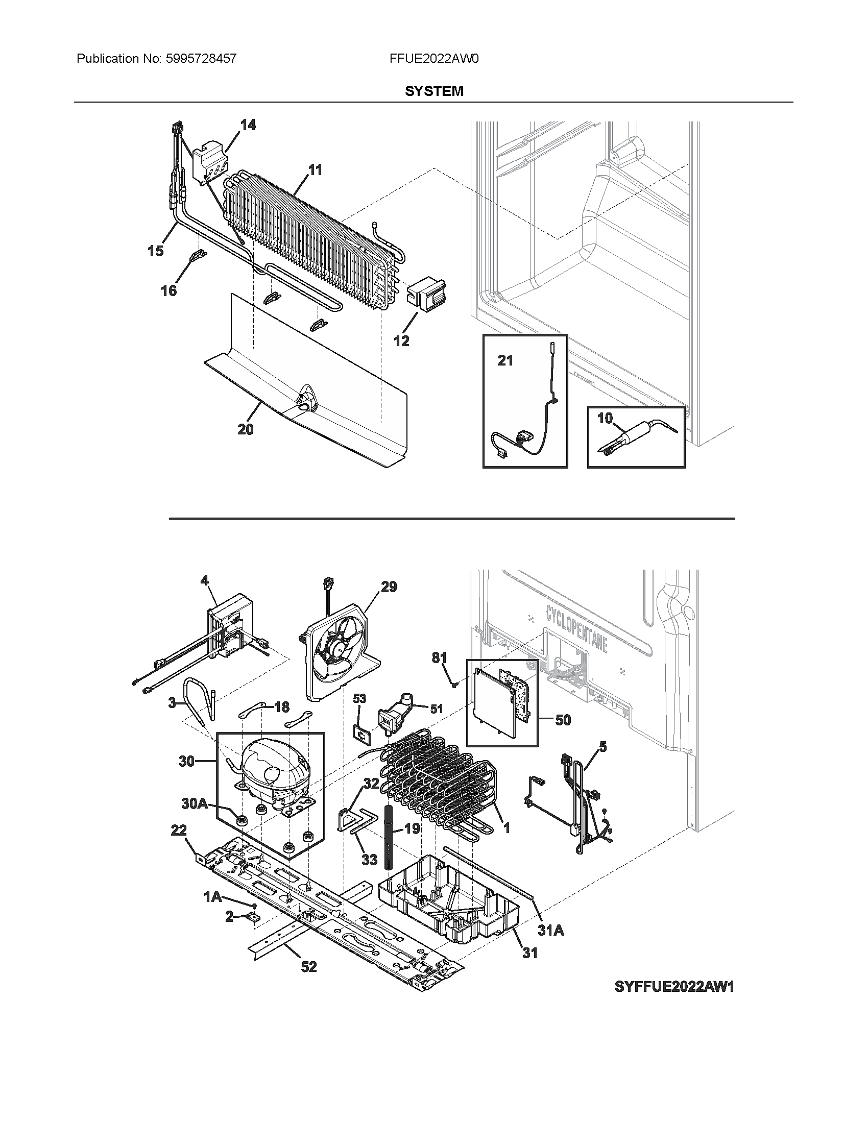 Frigidaire FFUE2022AW0 system diagram