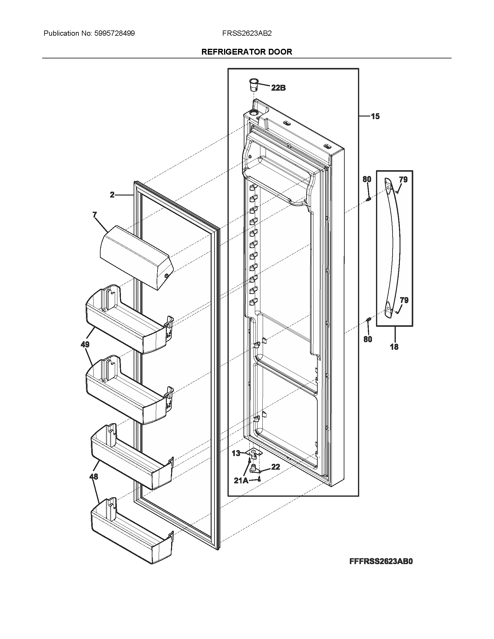 Frigidaire FRSS2623AB2 refrigerator door diagram