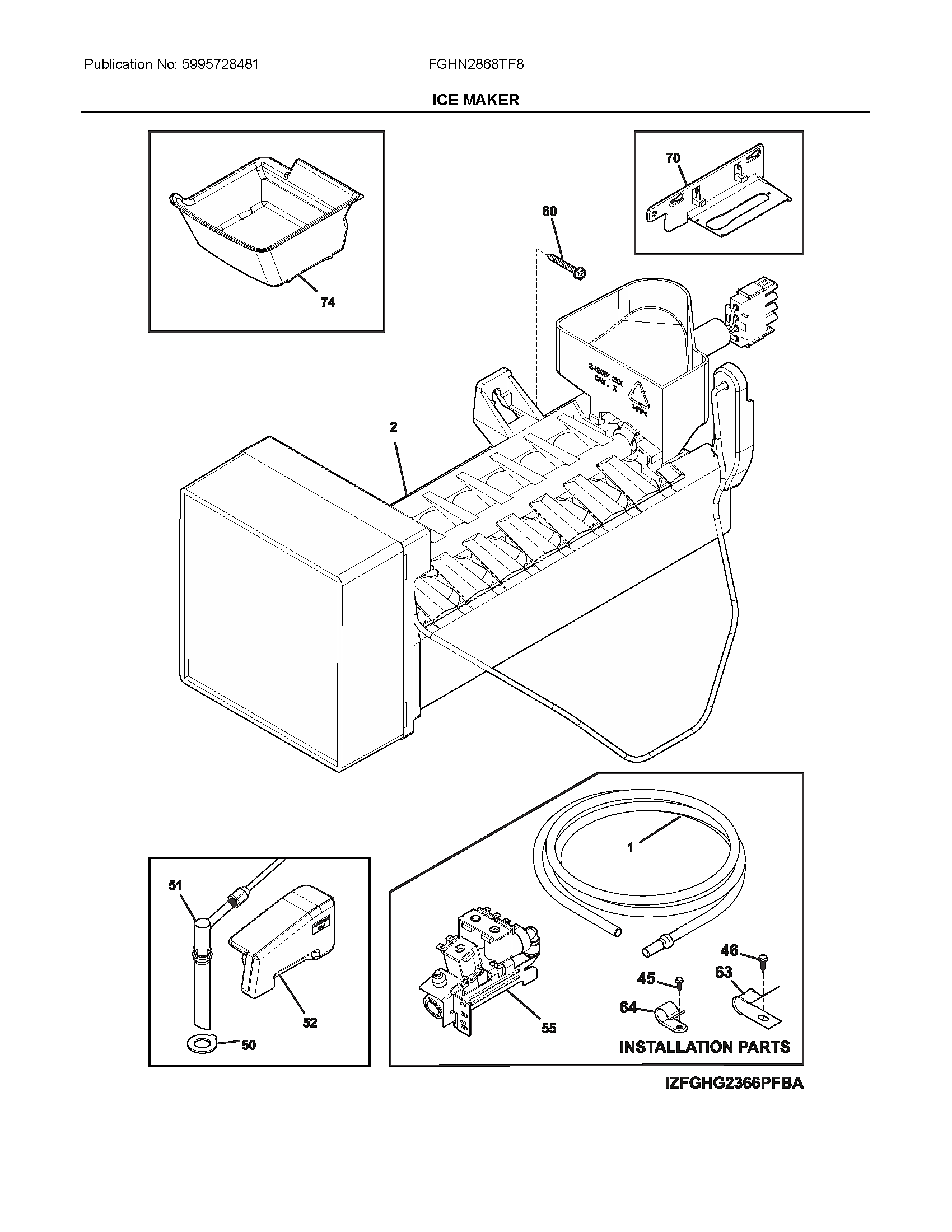 Frigidaire FGHN2868TF8 ice maker diagram
